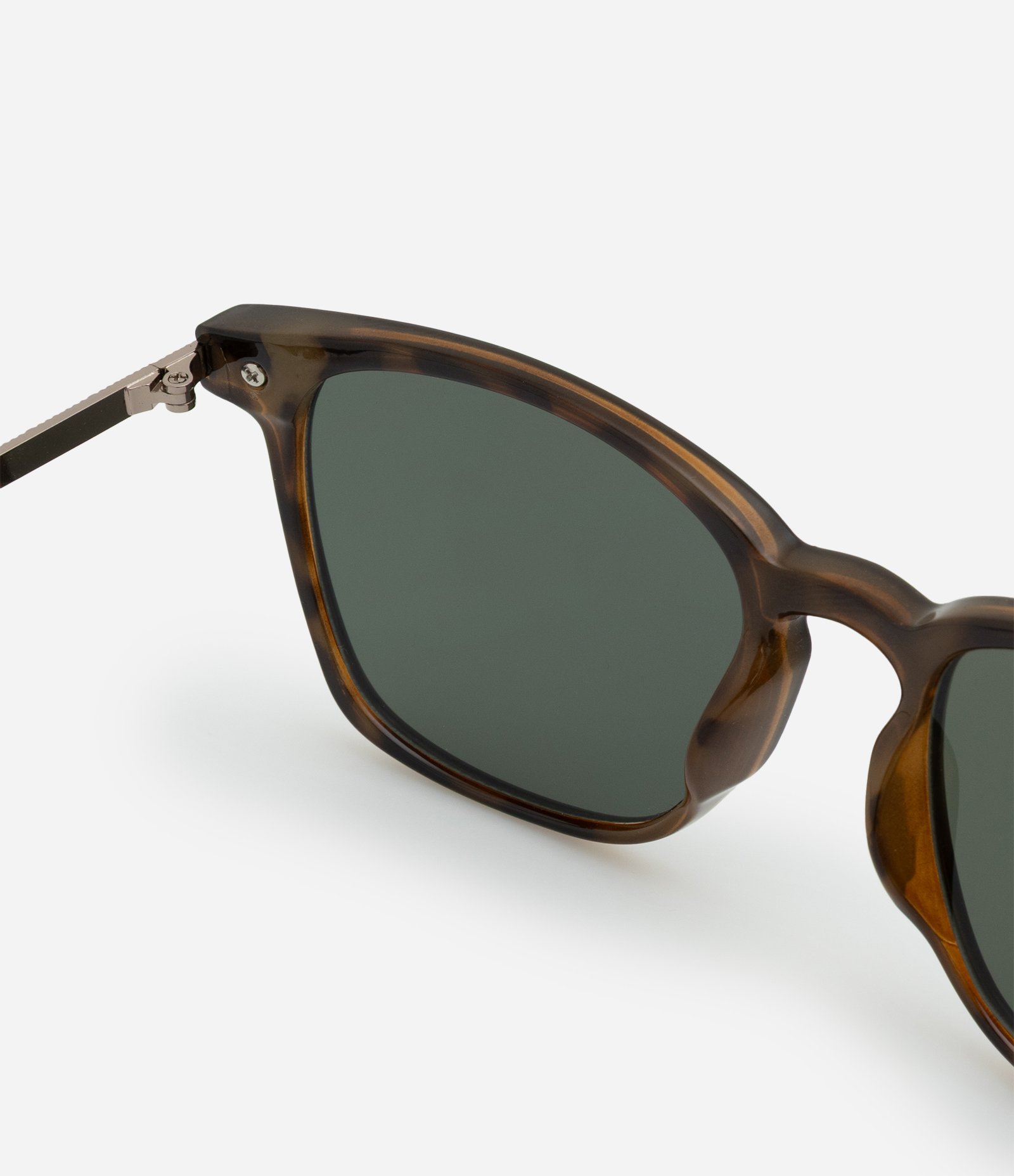 Óculos de Sol Quadrado Fosco com Hastes Finas Detalhadas Bicolor Preto/Marrom 3