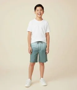 Bermuda Infantil de Banho com Blocos Degradês e  Listras - Tam 5 a 14 Anos