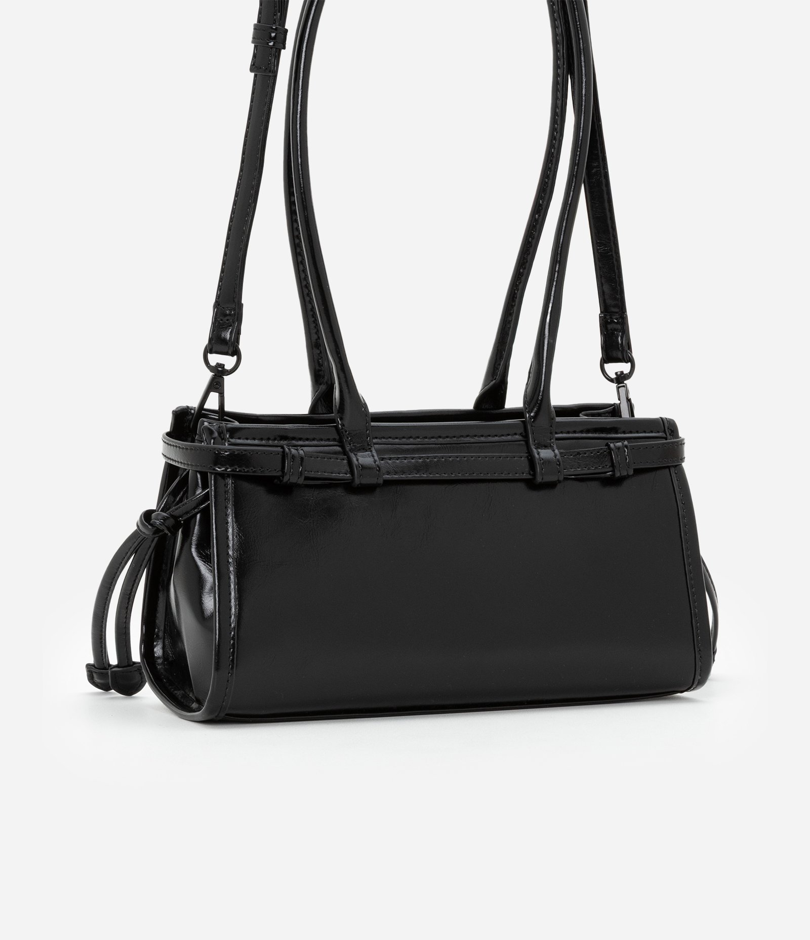 Bolsa Mini Satchel com Detalhe Cintado Preto 3