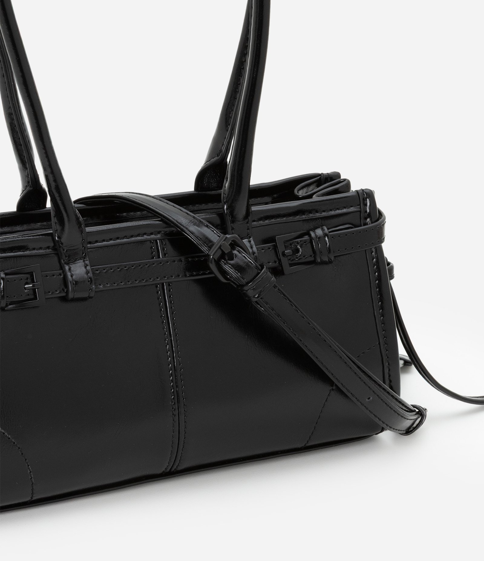 Bolsa Mini Satchel com Detalhe Cintado Preto 5