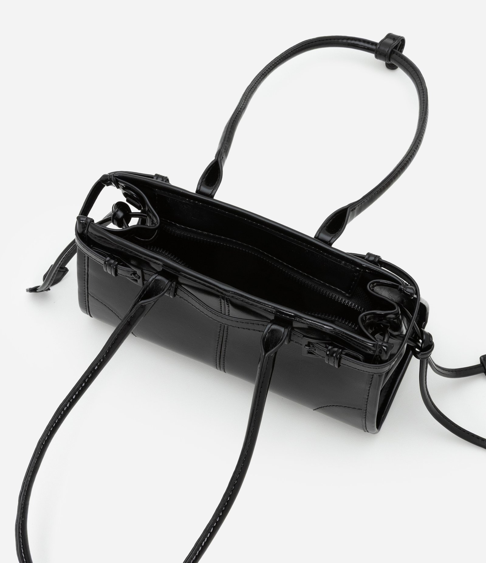 Bolsa Mini Satchel com Detalhe Cintado Preto 6