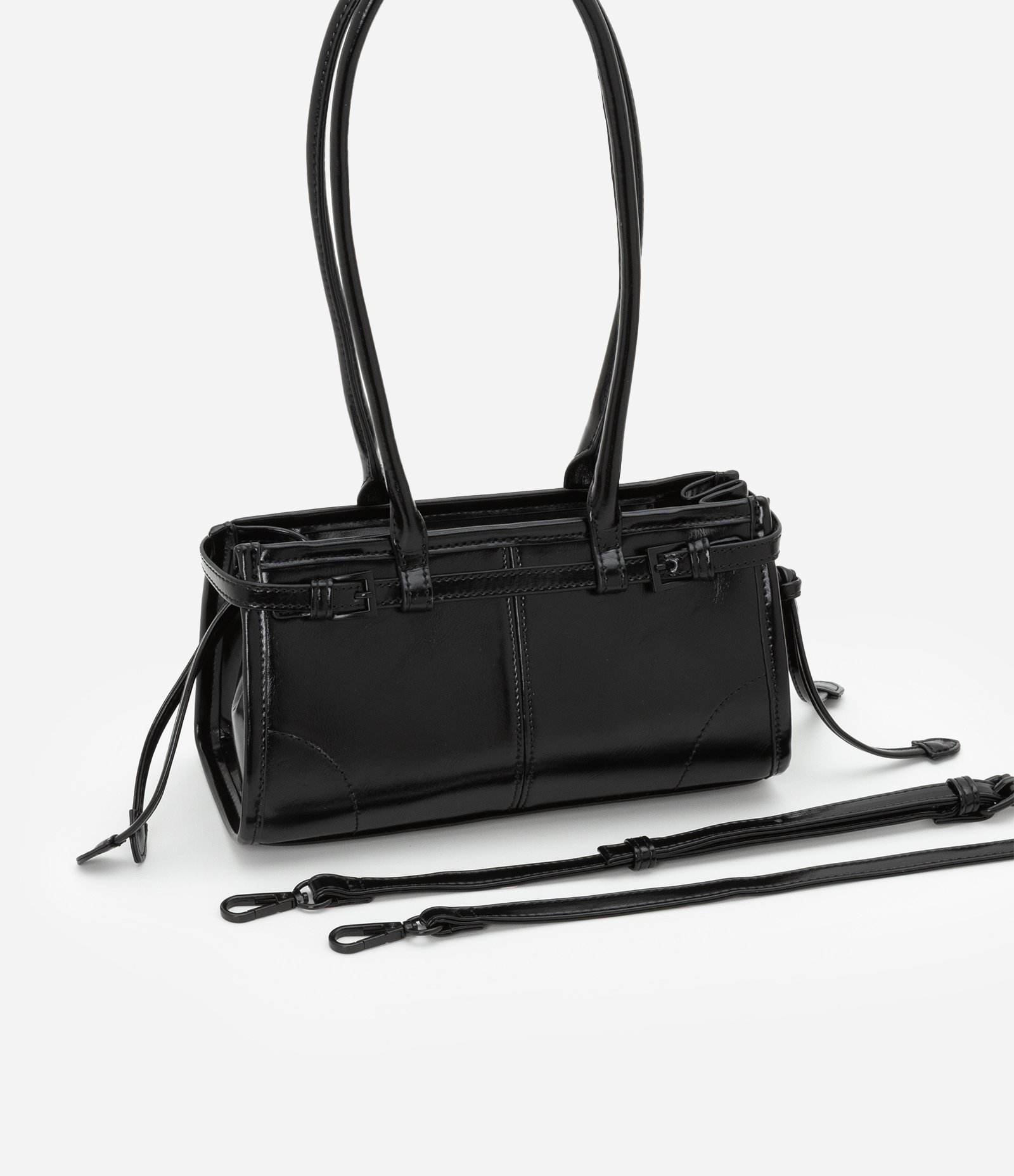 Bolsa Mini Satchel com Detalhe Cintado Preto 7
