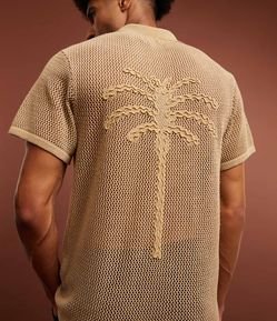 Camisa Regular Texturizado com Textura Efeito Crochê