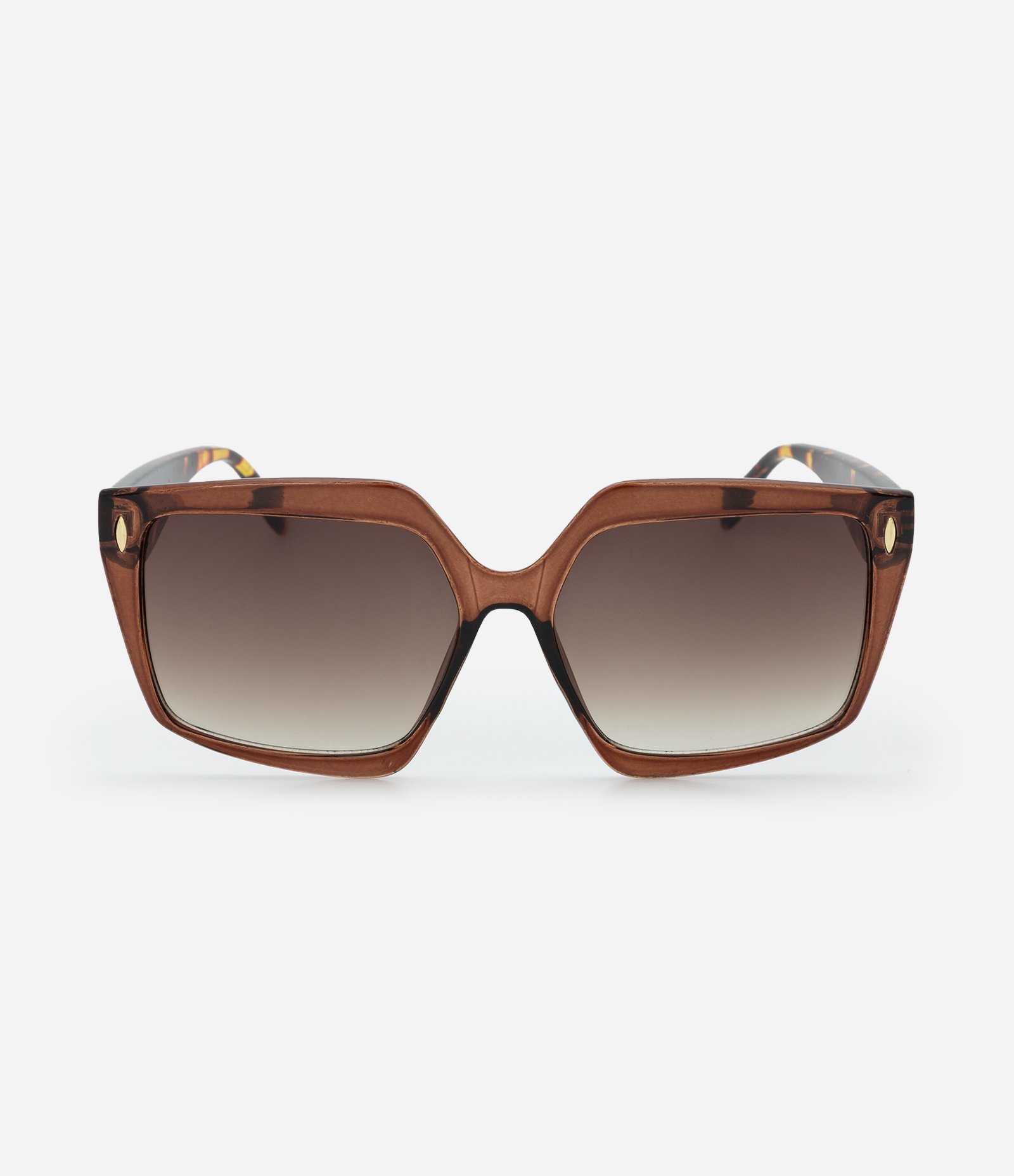 Óculos de Sol Quadrado em Policarbonato Estampado Marrom 2