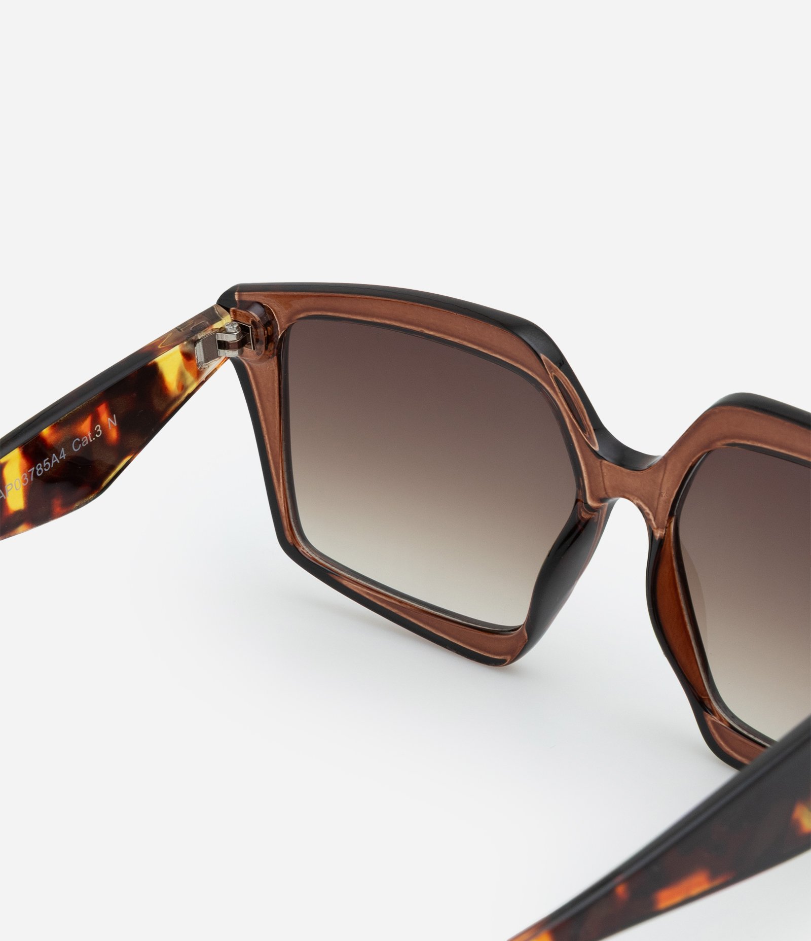 Óculos de Sol Quadrado em Policarbonato Estampado Marrom 3