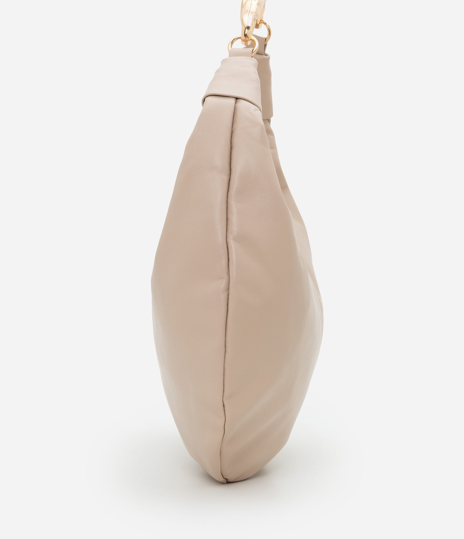 Bolsa Hobo Grande com Detalhe de Metal na Alça Boho Romântico Bege 3