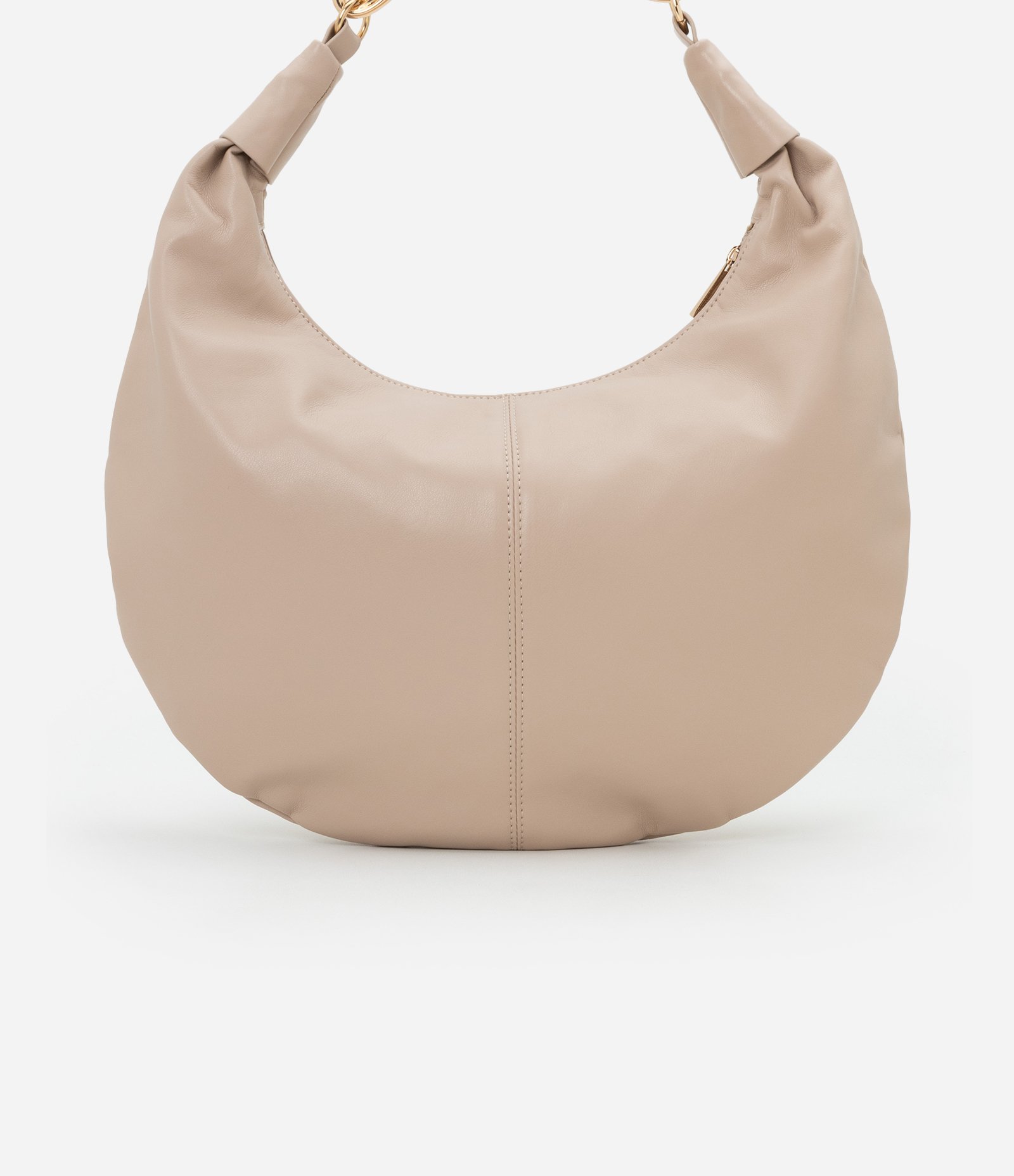Bolsa Hobo Grande com Detalhe de Metal na Alça Boho Romântico Bege 4