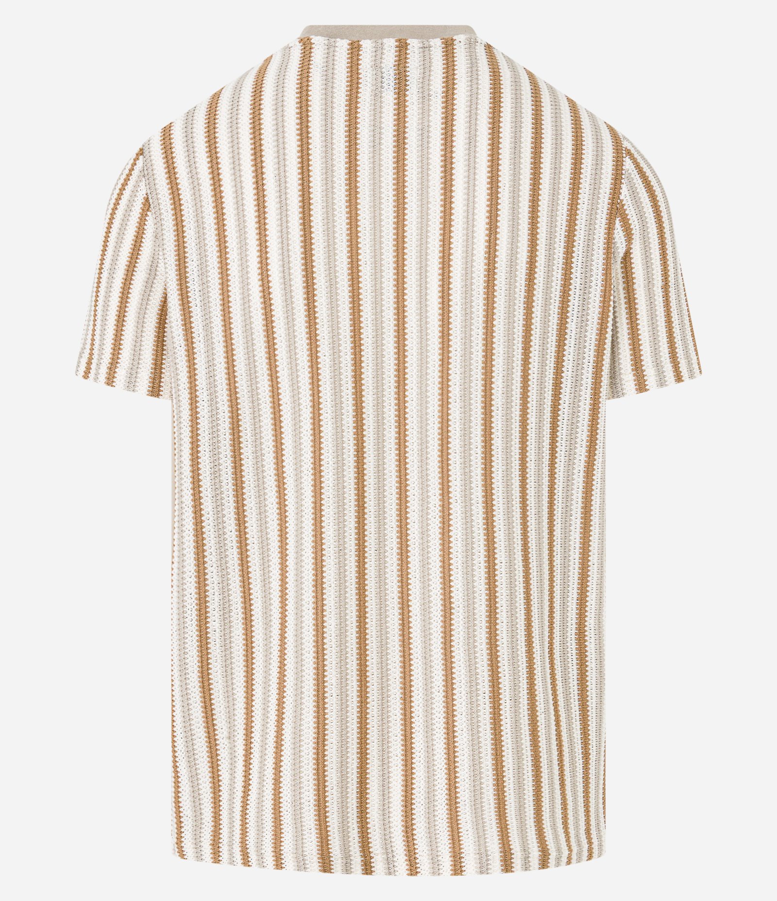 Camiseta em Tricô com Estampa de Listras e Texturizada Bege 10