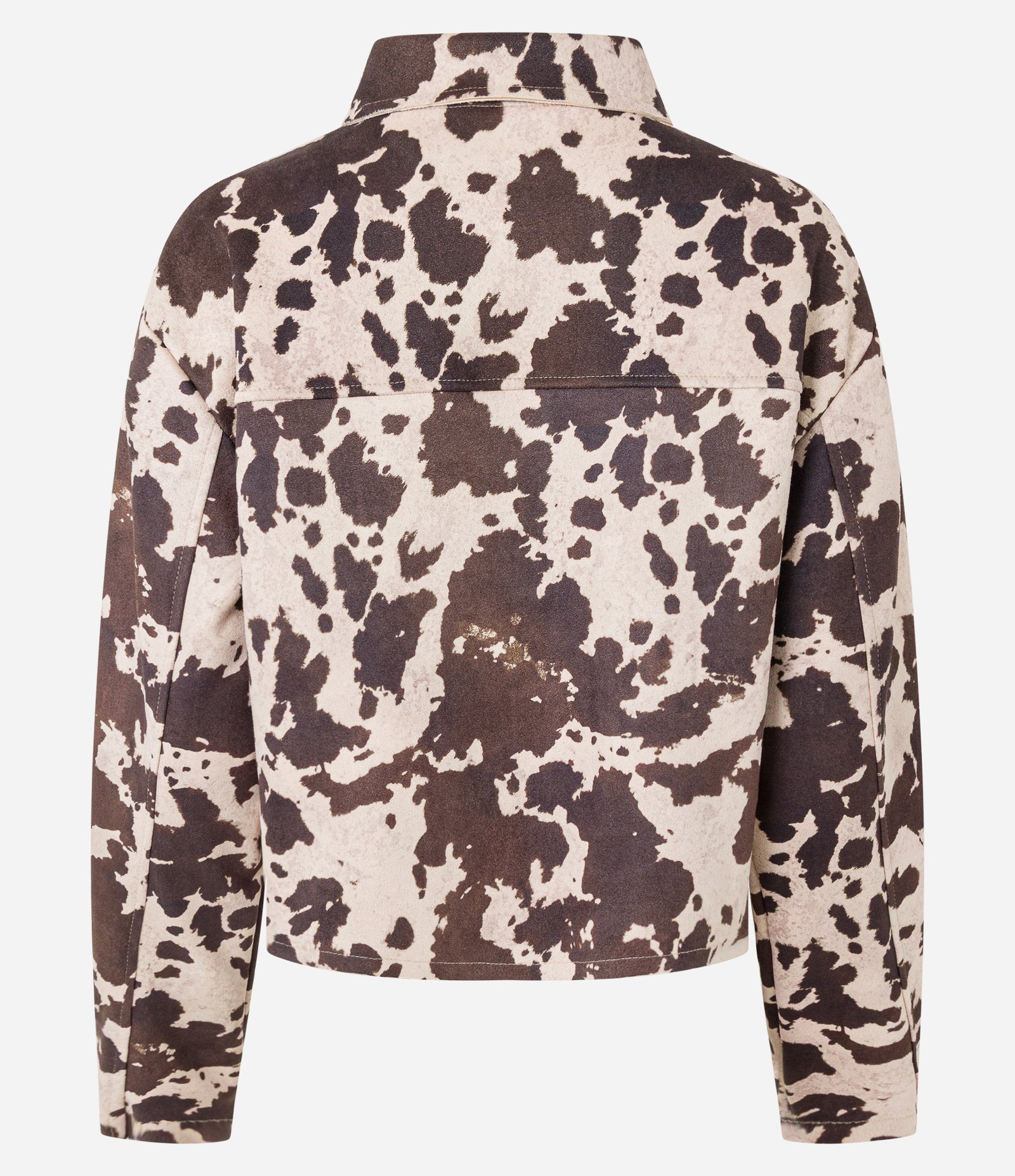 Jaqueta em Suede com Bolso Fake e Estampa Animal Print Bege 9