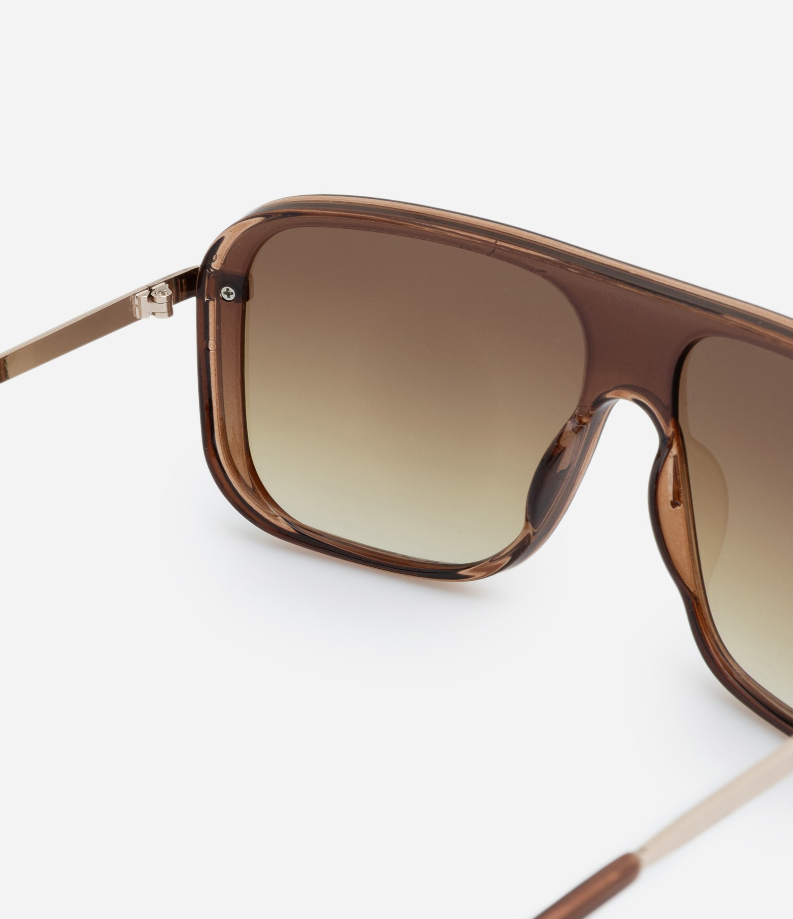 Óculos de Sol Mascara com Hastes Fina em Metal Marrom 3