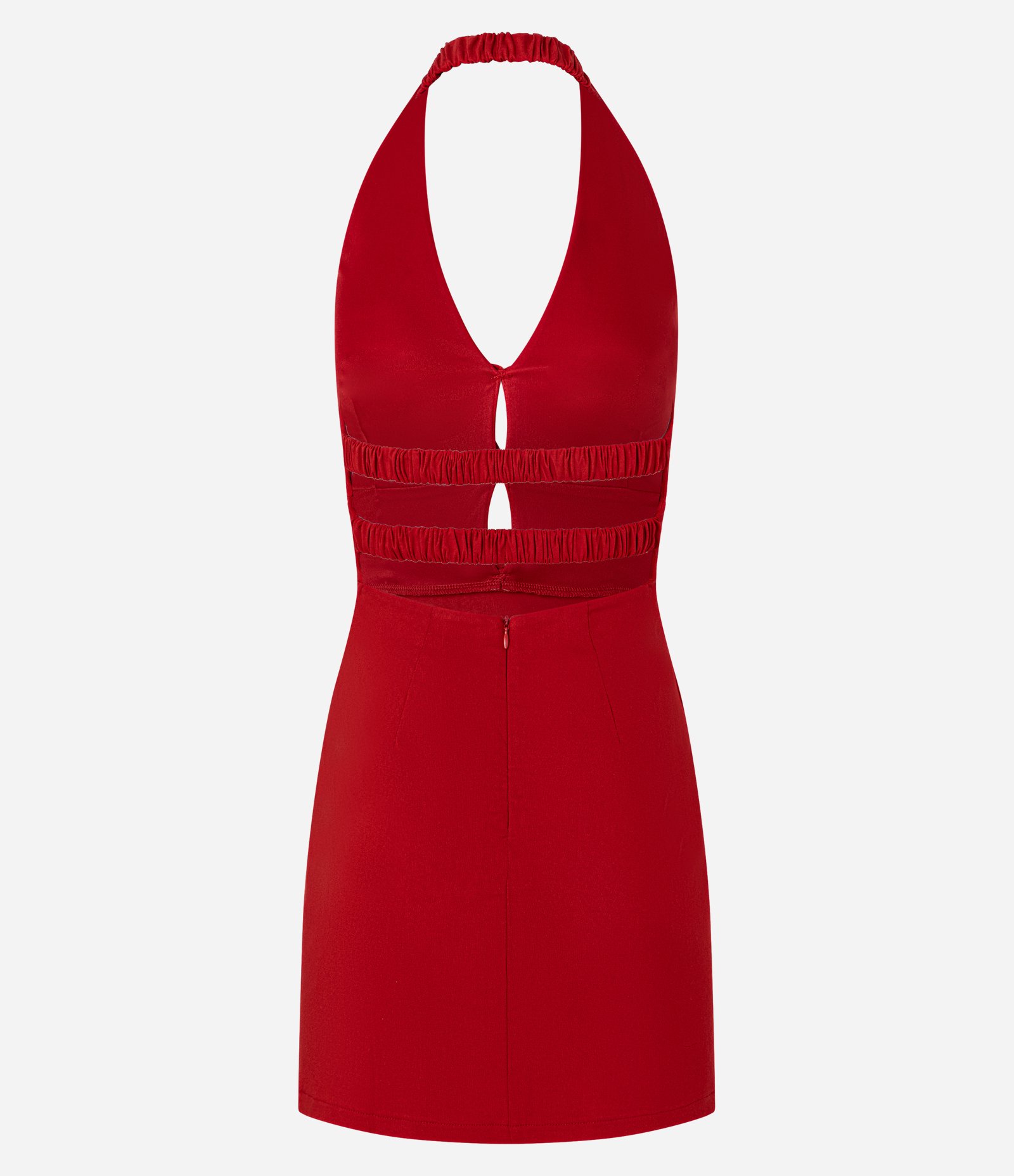 Vestido Curto em Bengaline com Lacinhos Frontais e Costas Abertas Vermelho 6