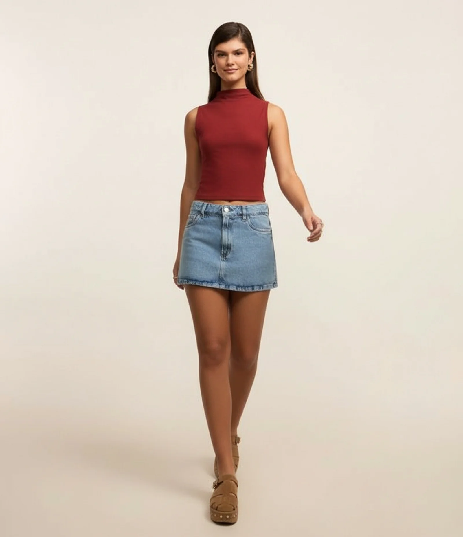 Blusa em Ribana com Golinha Alta Vermelho 1
