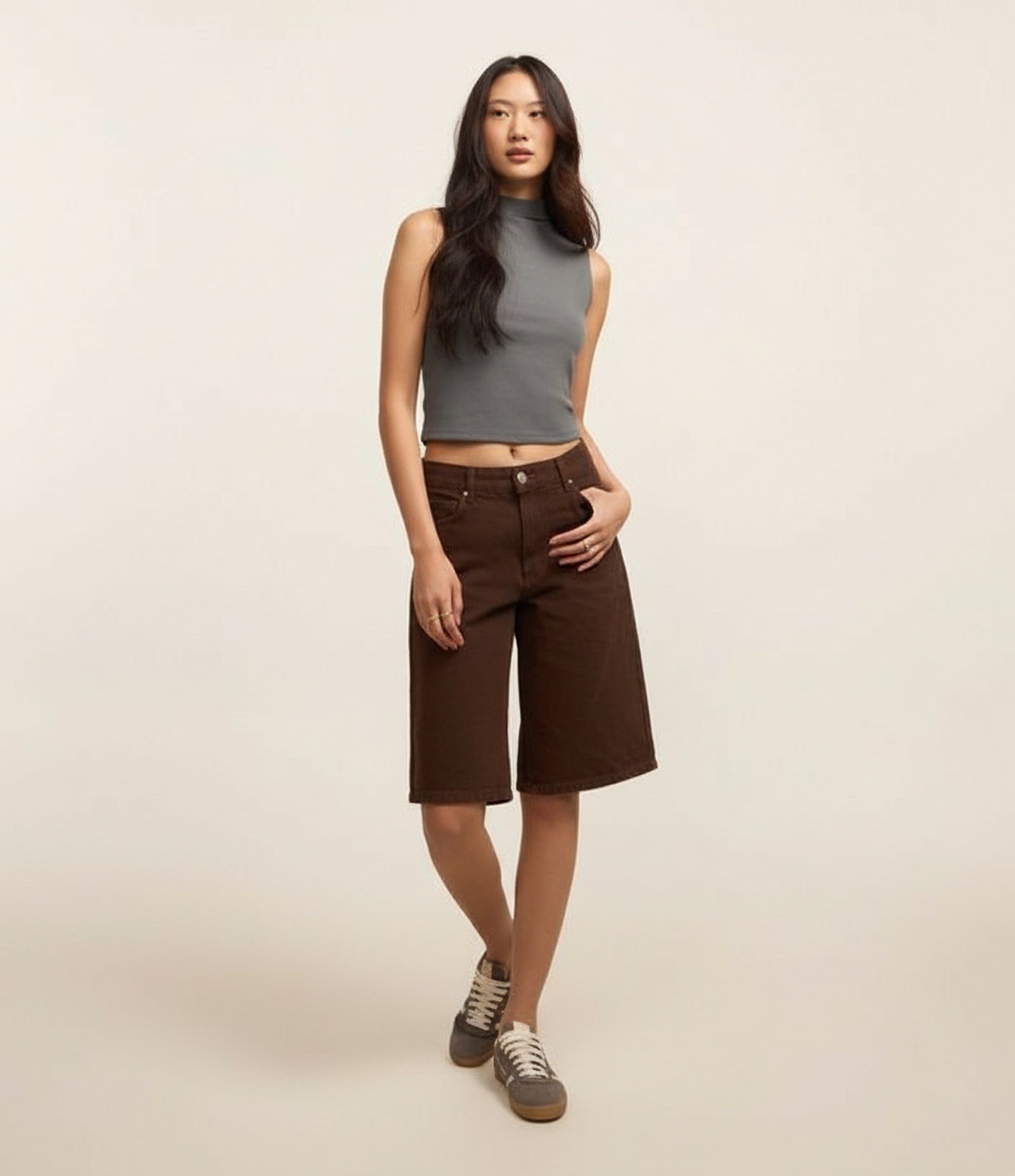 Blusa em Ribana com Golinha Alta Cinza 4