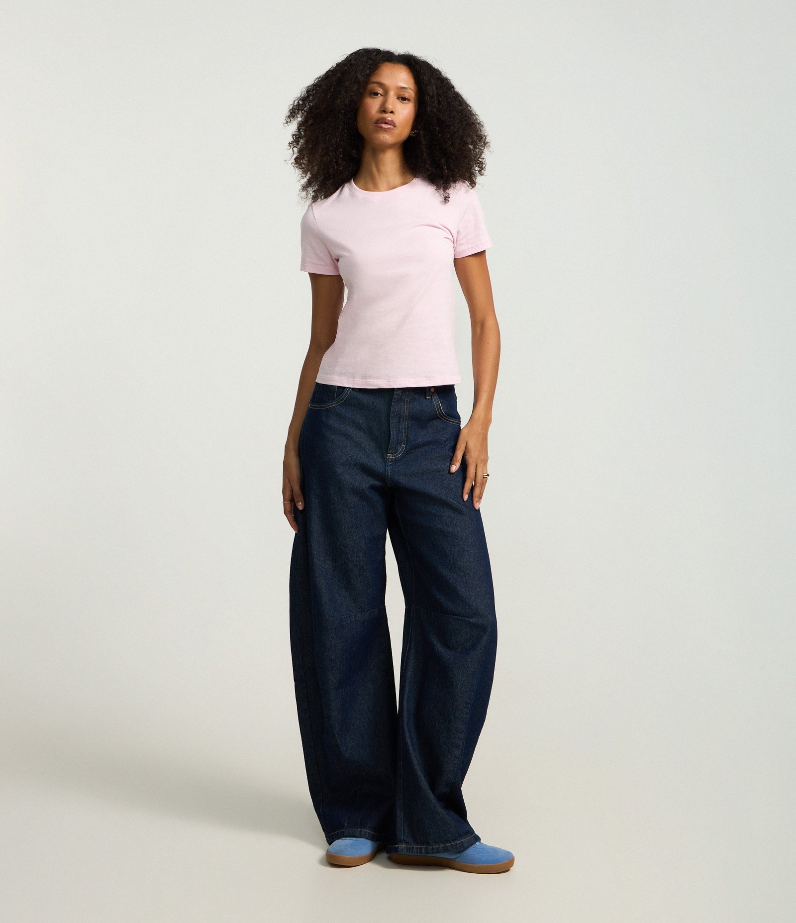 Camiseta Regular Básica em Algodão Rosa Claro 2