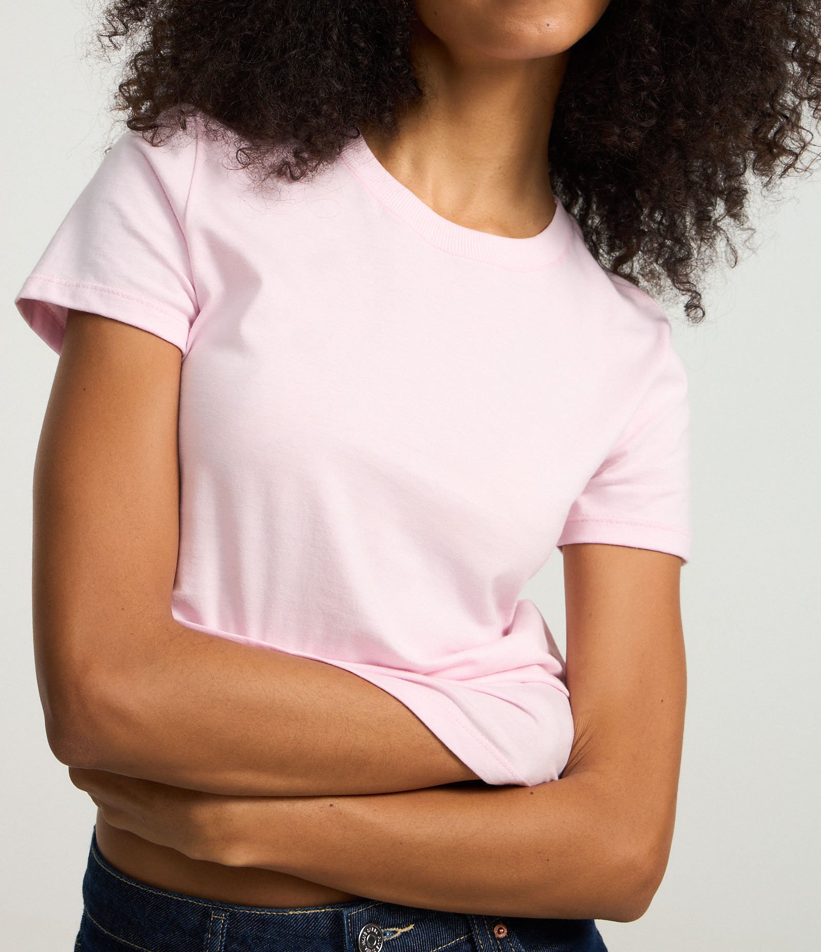 Camiseta Regular Básica em Algodão Rosa Claro 3