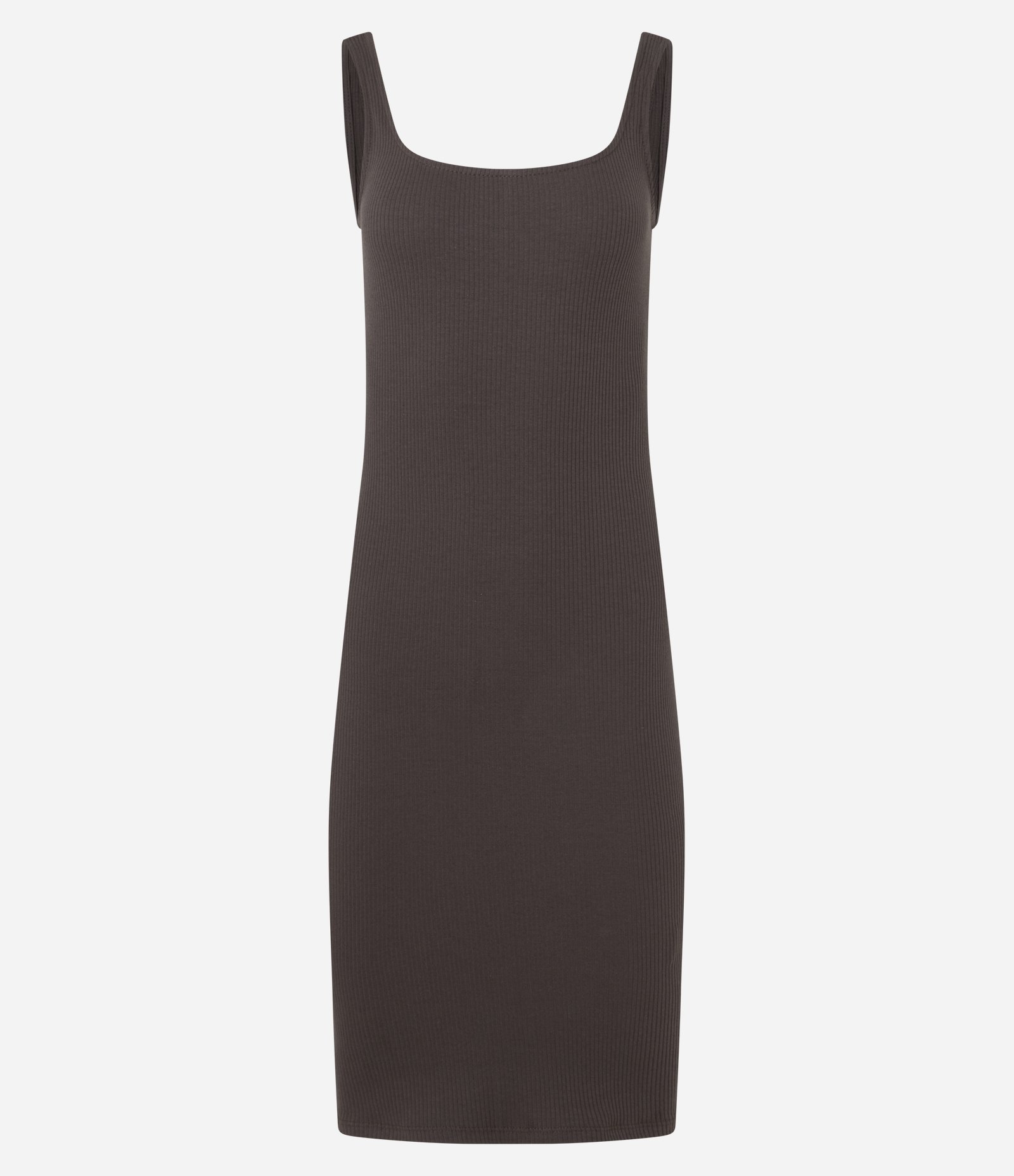 Vestido Midi Básico com Decote Quadrado Marrom 4