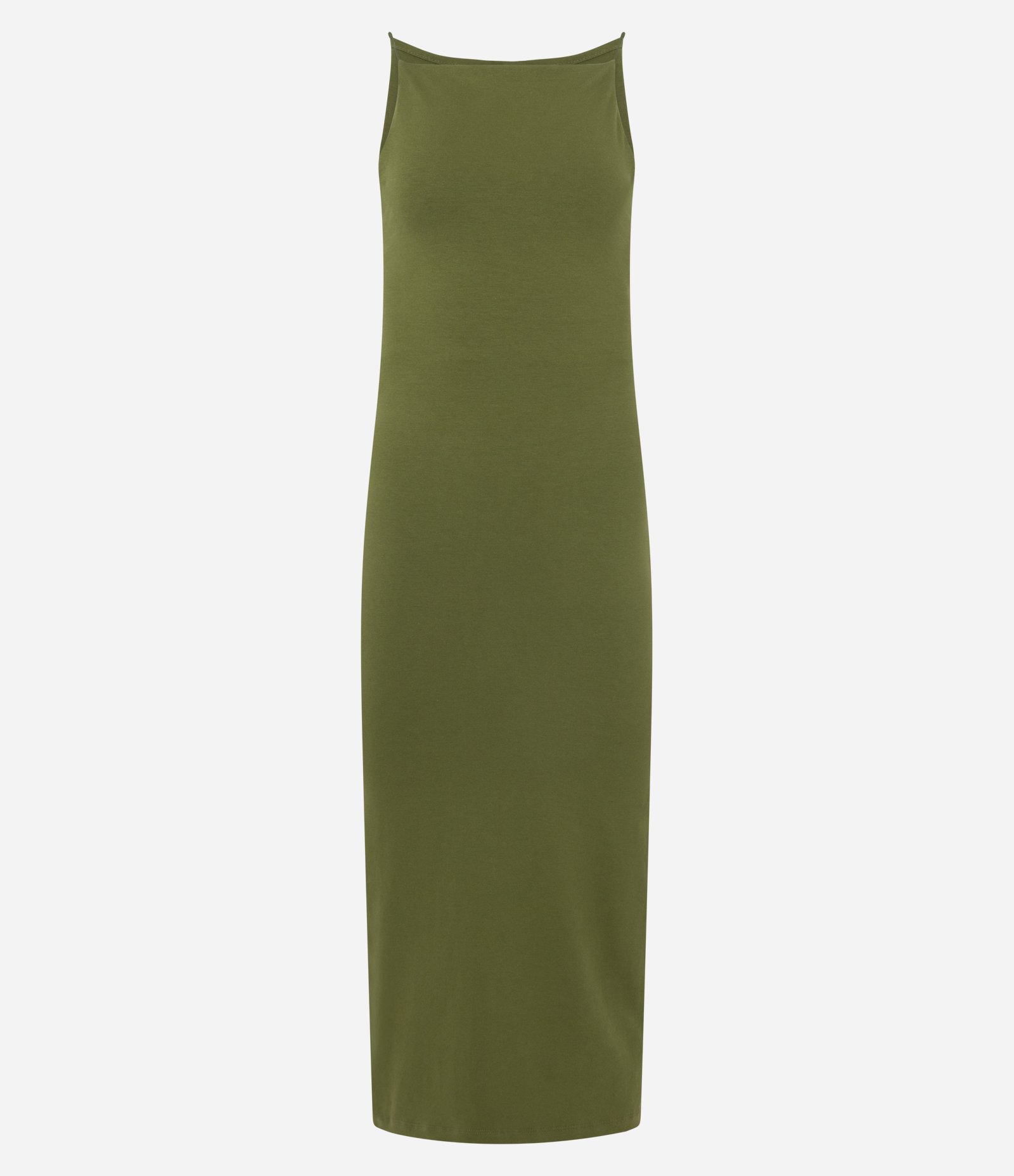 Vestido Midi com Alças Finas e Fenda Verde Claro 7