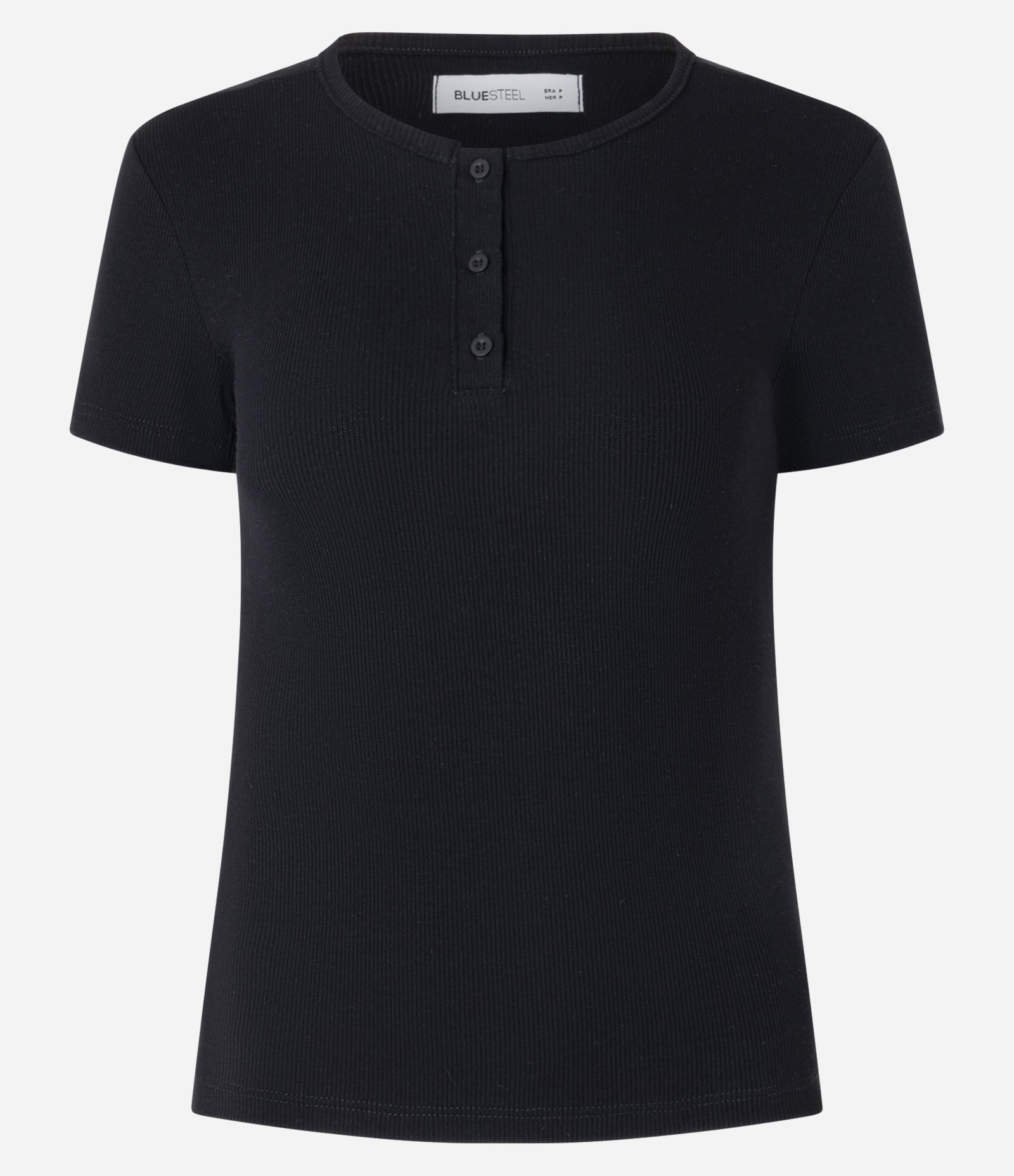 Blusa em Ribana com Botões na Gola Preto 5