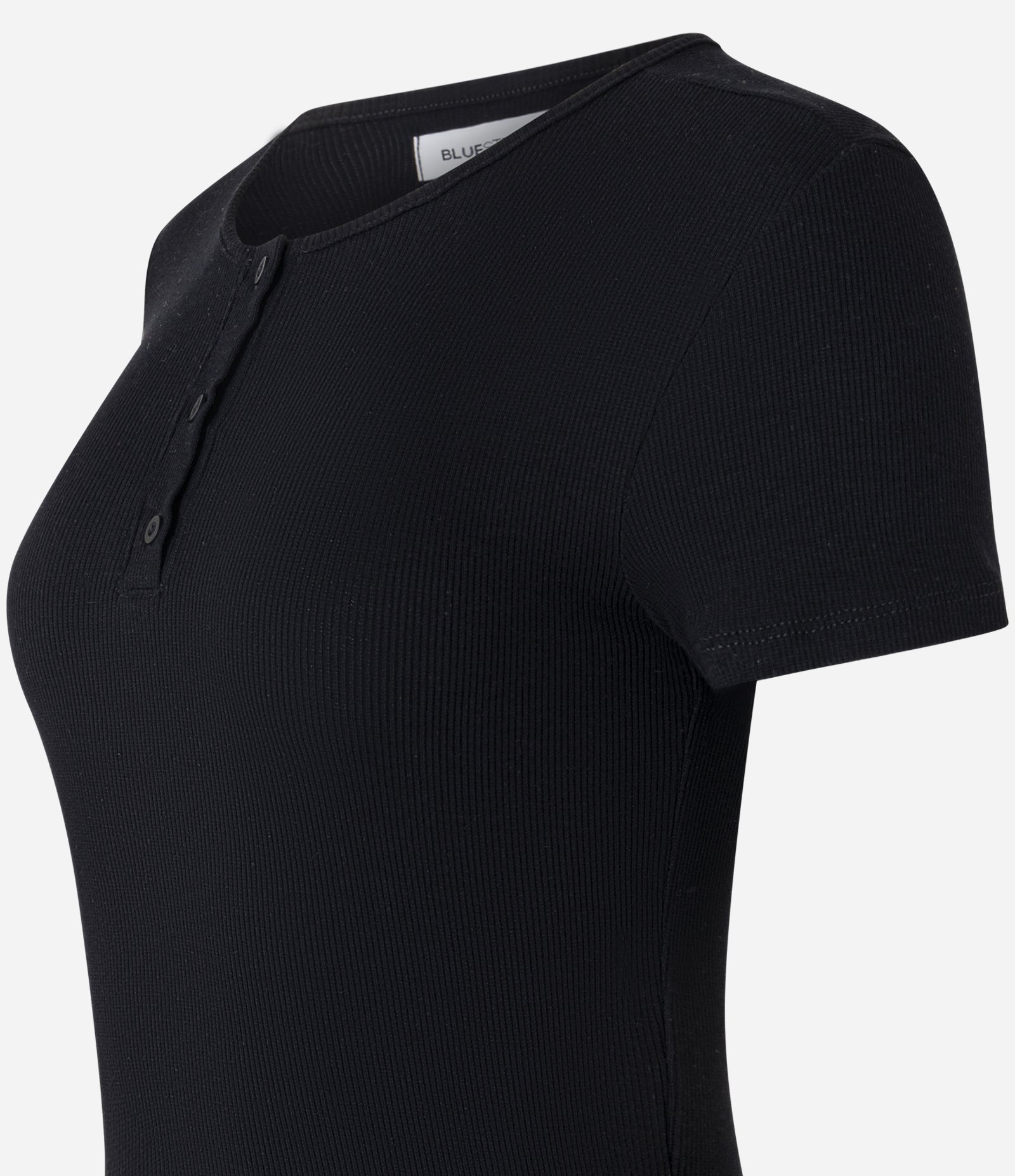 Blusa em Ribana com Botões na Gola Preto 6