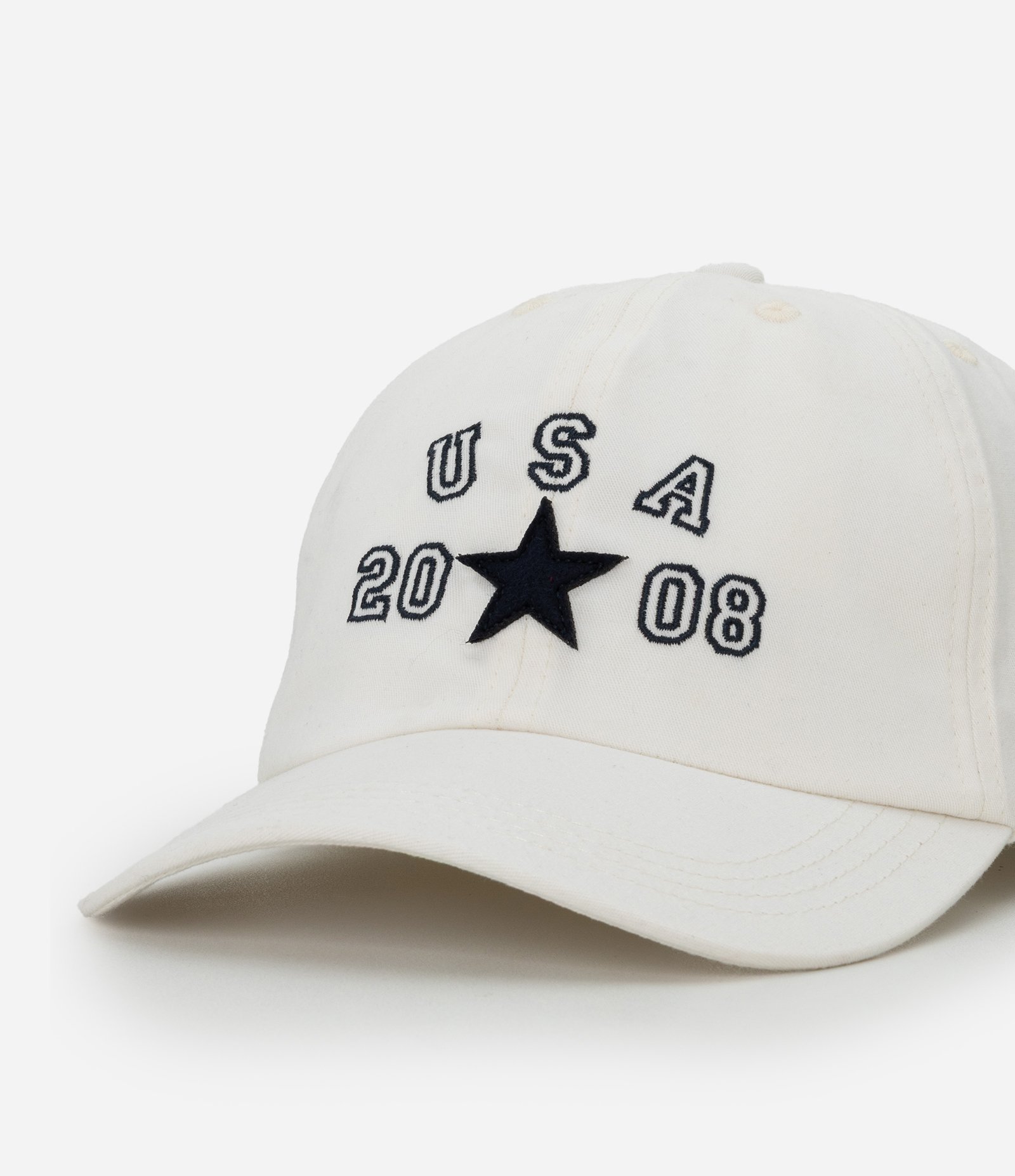 Boné Aba Curva em Sarja com Bordado USA 2008 Off White 5