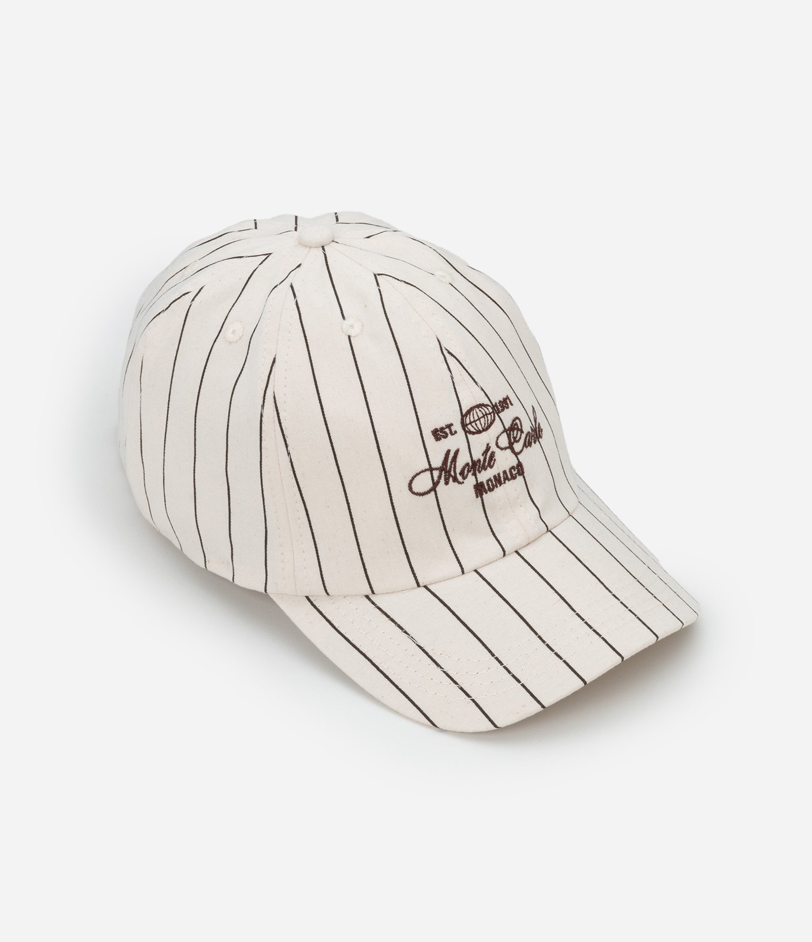 Boné Aba Curva em Sarja com Estampa Listrada e Bordado Monte Carlo Off White 1