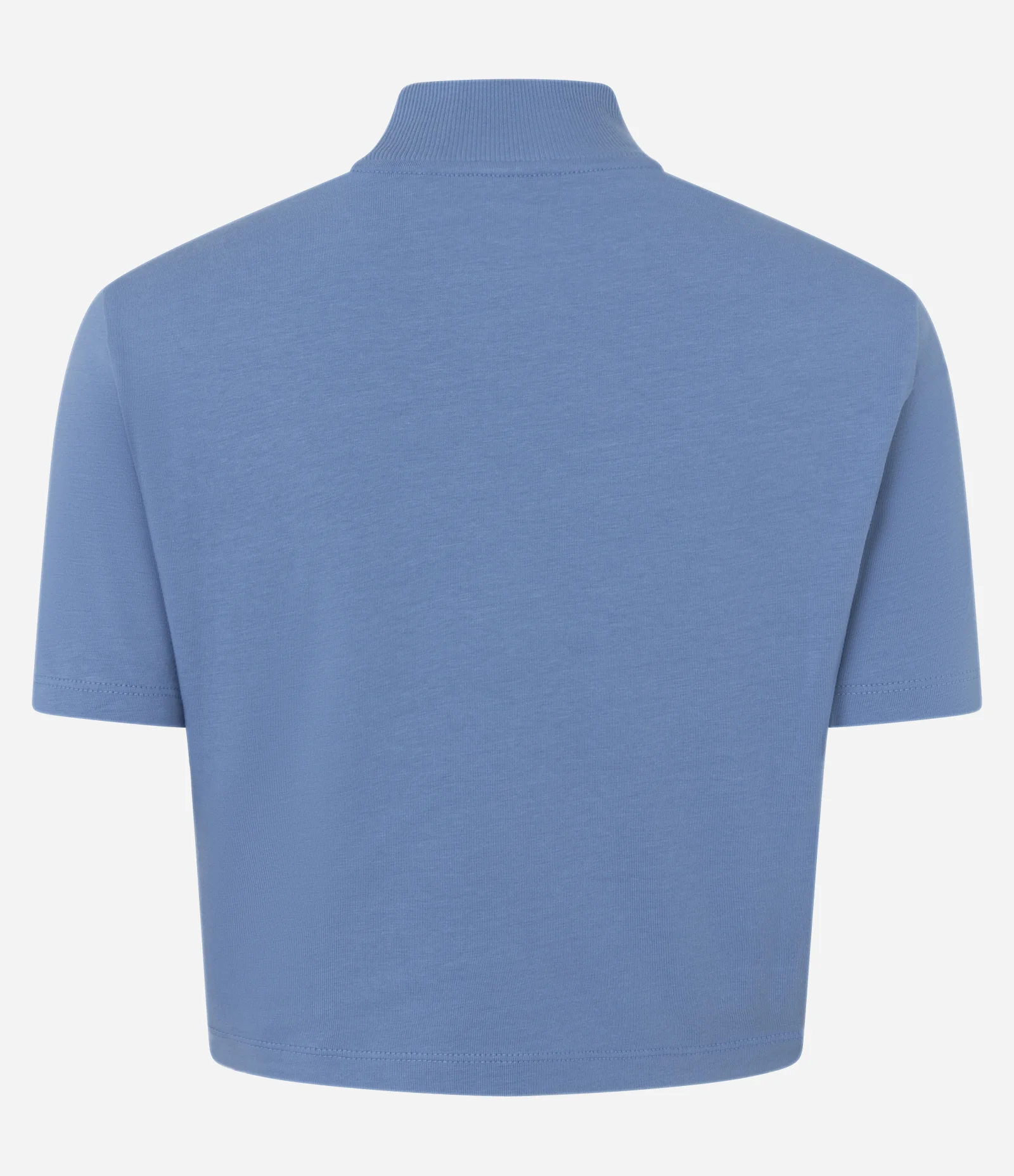 Blusa T-Shirt Cropped em Algodão Peruano com Gola Altinha Azul 7