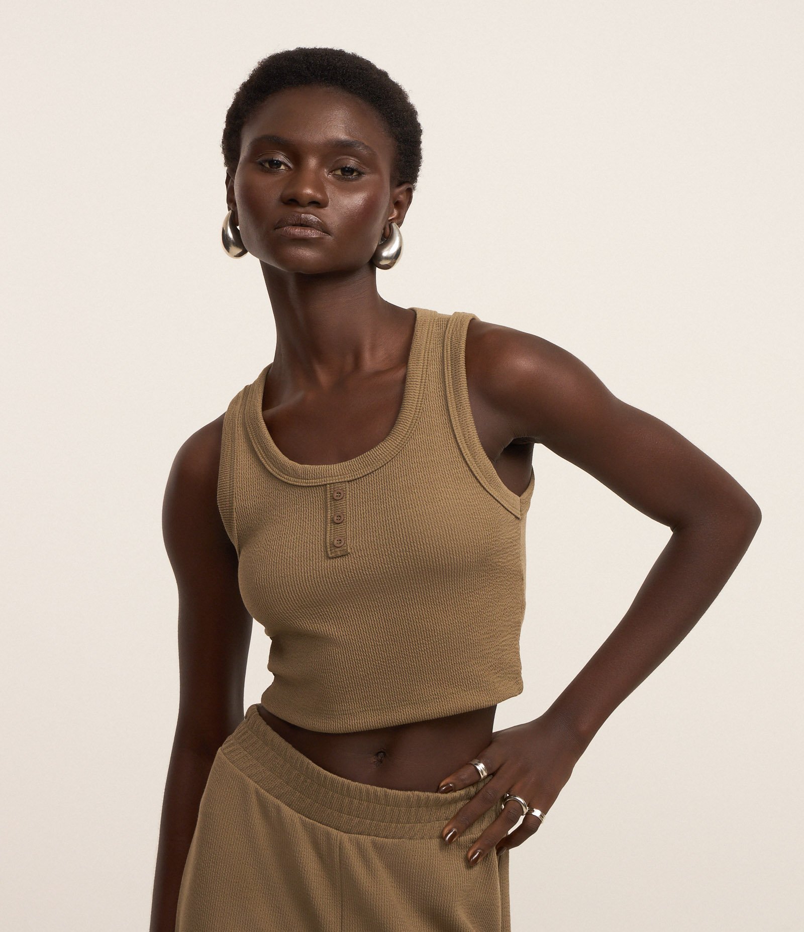 Blusa em Ribana com Botões Frontais Verde 1