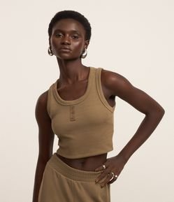 Blusa em Ribana com Botões Frontais