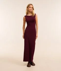Vestido Longo em Ribana com Decote Halter nas Costas