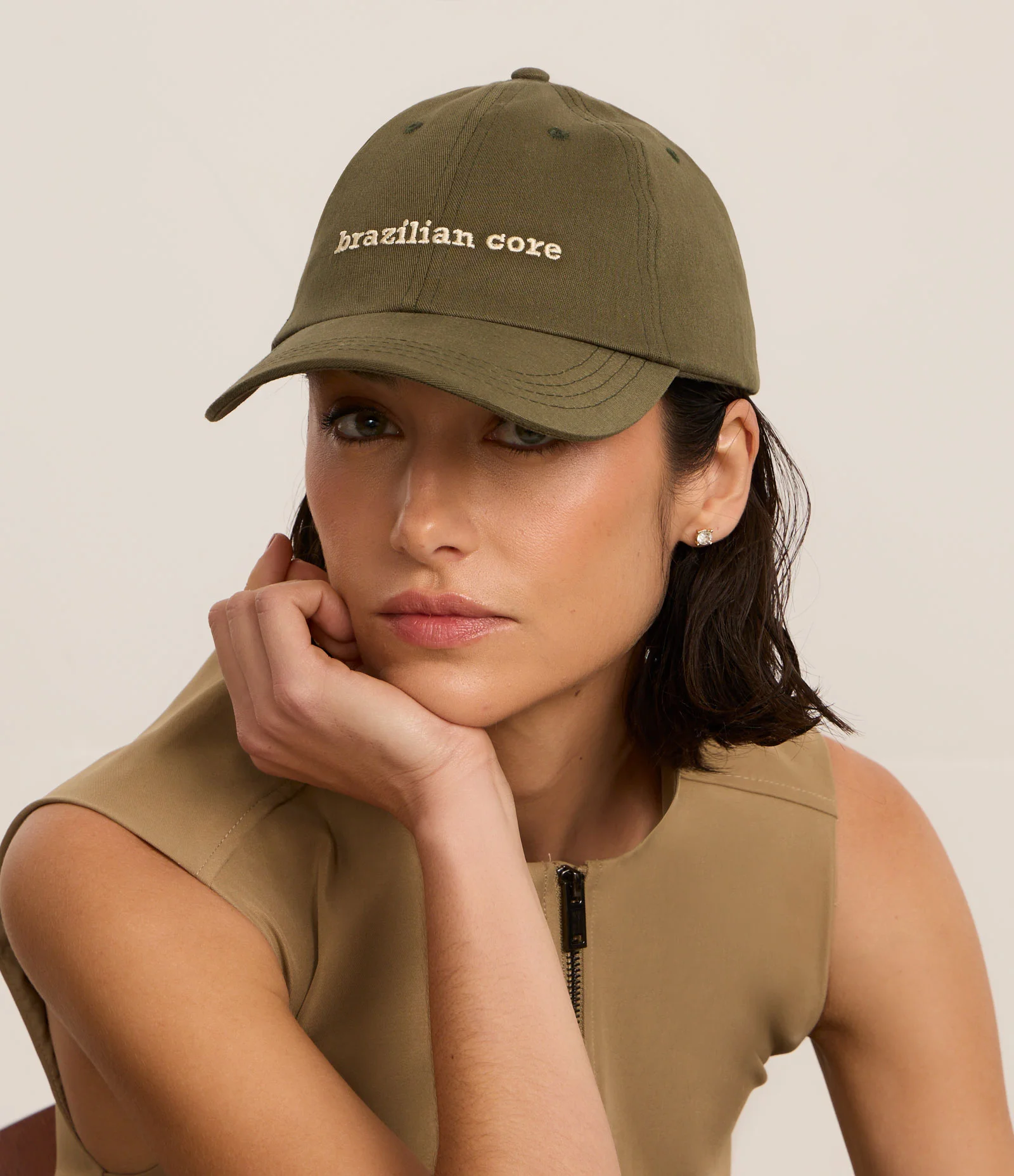 Boné Aba Curva em Sarja com Bordado Brazilian Core Verde 1