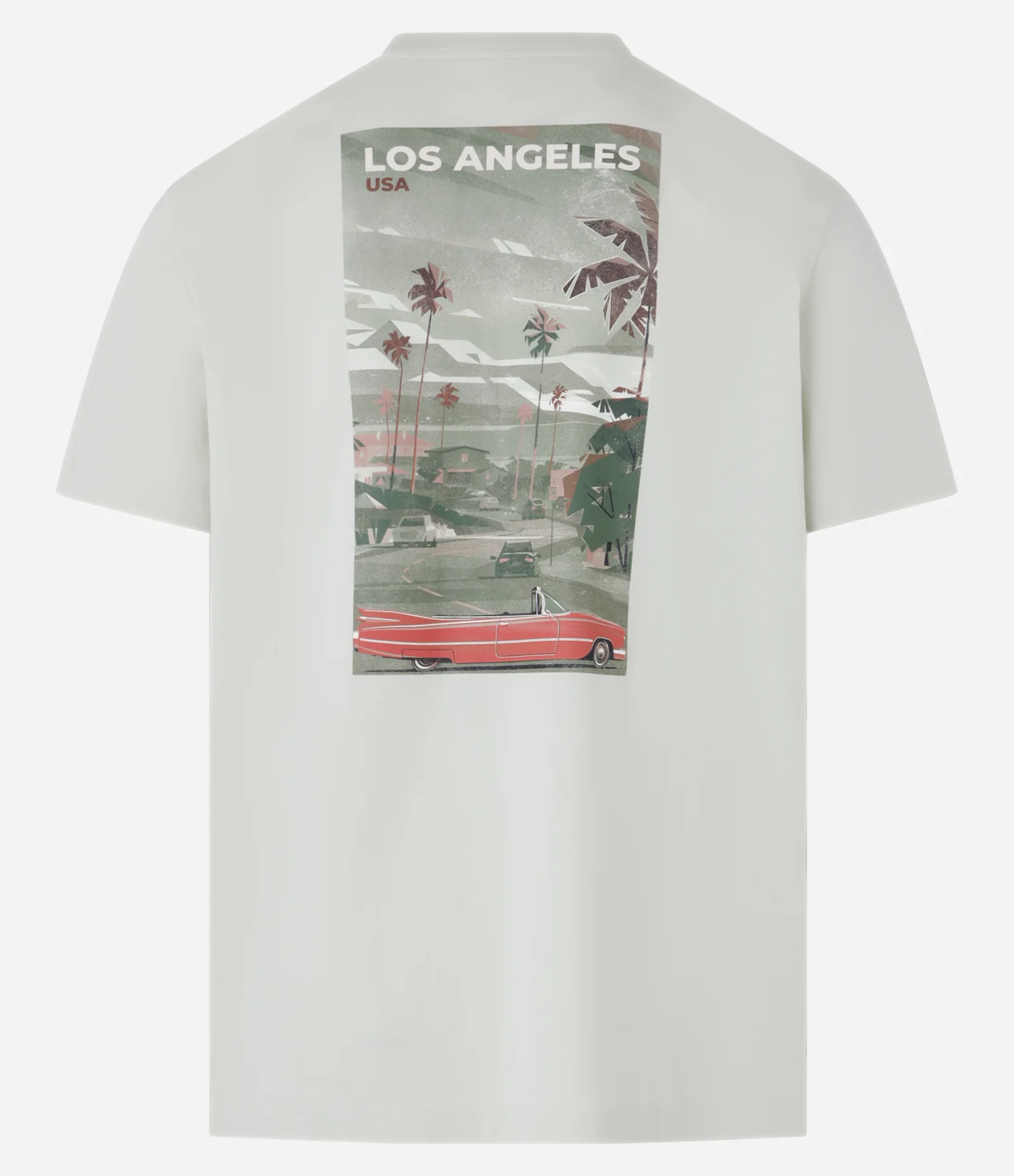 Camiseta Comfort em Algodão com Estampa de Carro e Lettering Los Angeles Verde claro 2