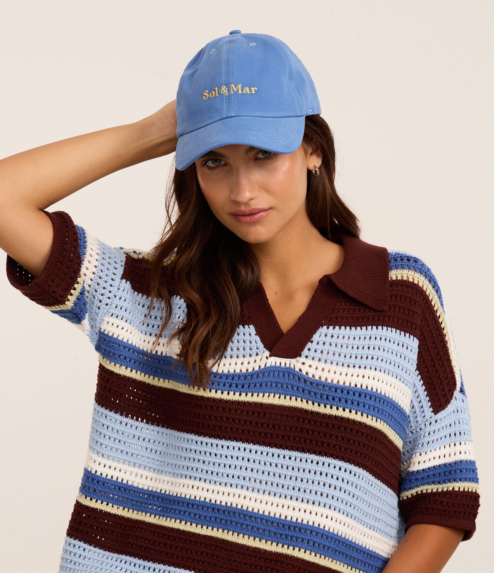 Boné Aba Curva em Sarja com Bordado Sol&Mar Azul 6