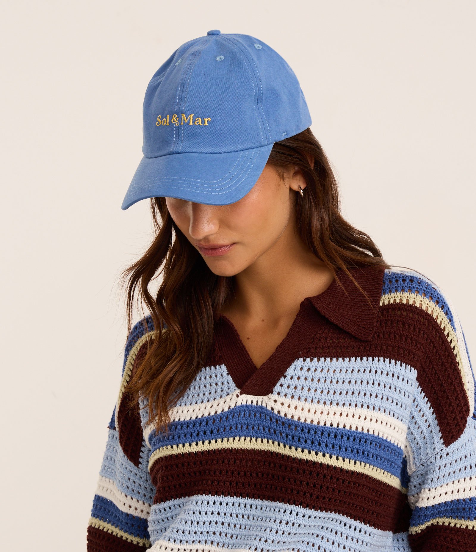 Boné Aba Curva em Sarja com Bordado Sol&Mar Azul 1
