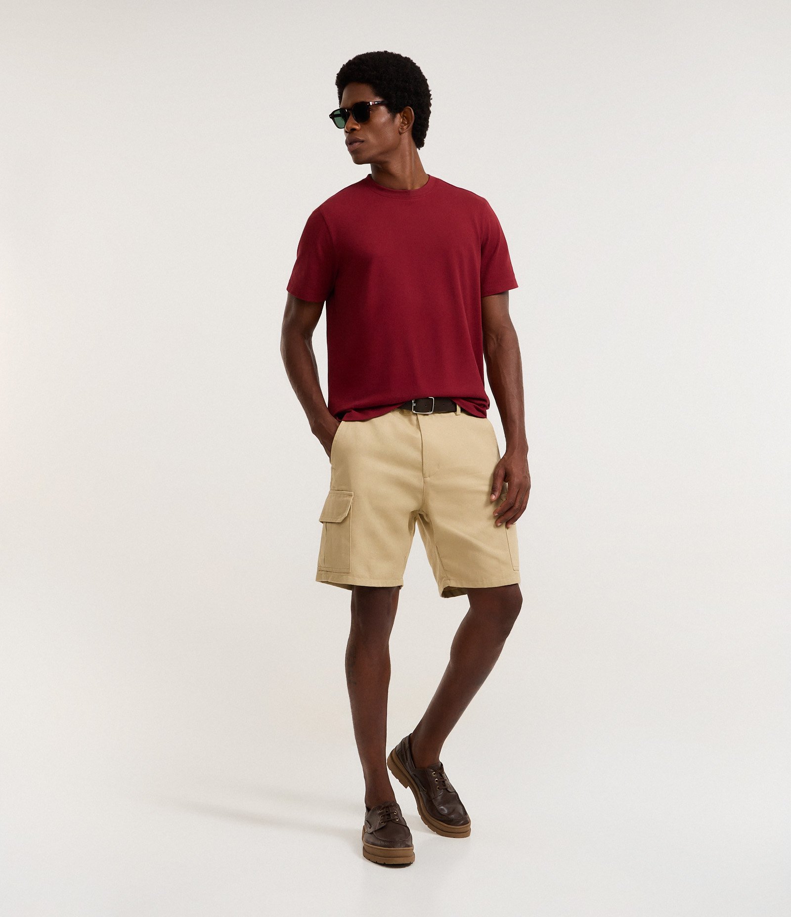 Camiseta Casual em Algodão com Textura Piquet Bordô 1