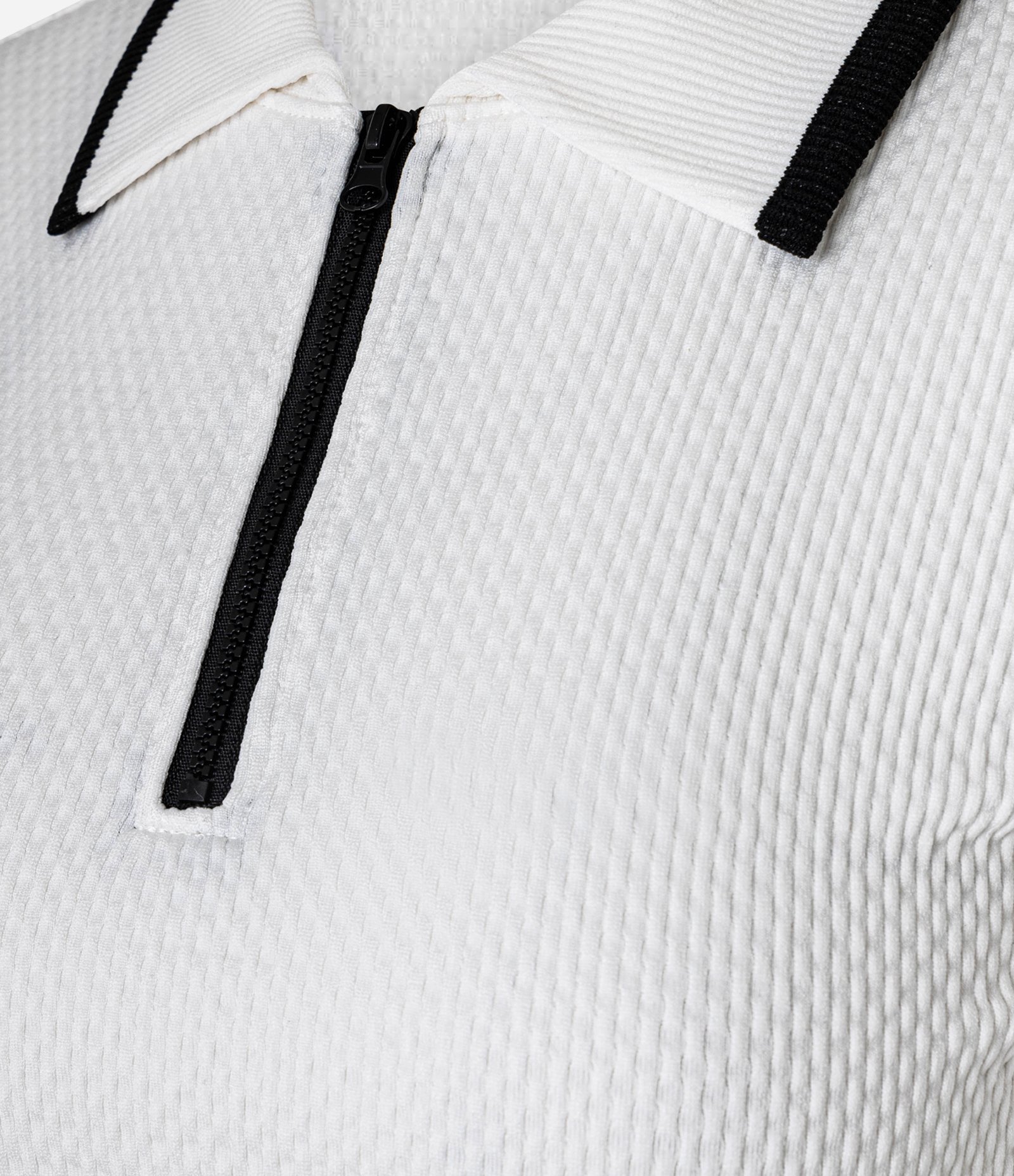 Blusa Polo com Zíper em Seamless Texturizada Branco 5