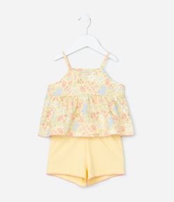 Conjunto Infantil com Estampa Floral - Tam 1 a 6 Anos