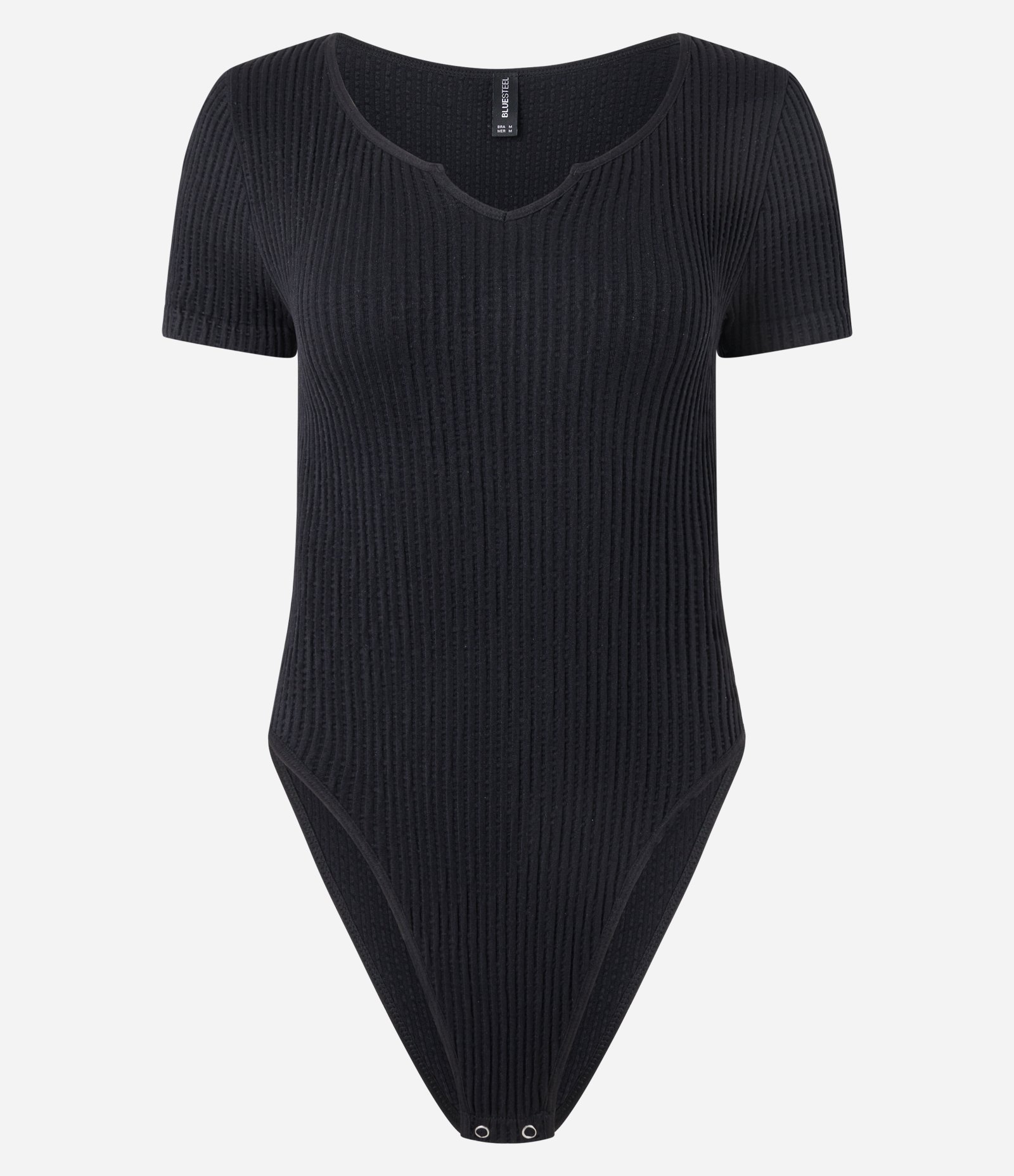 Body Seamless com Textura Canelada Preto 4