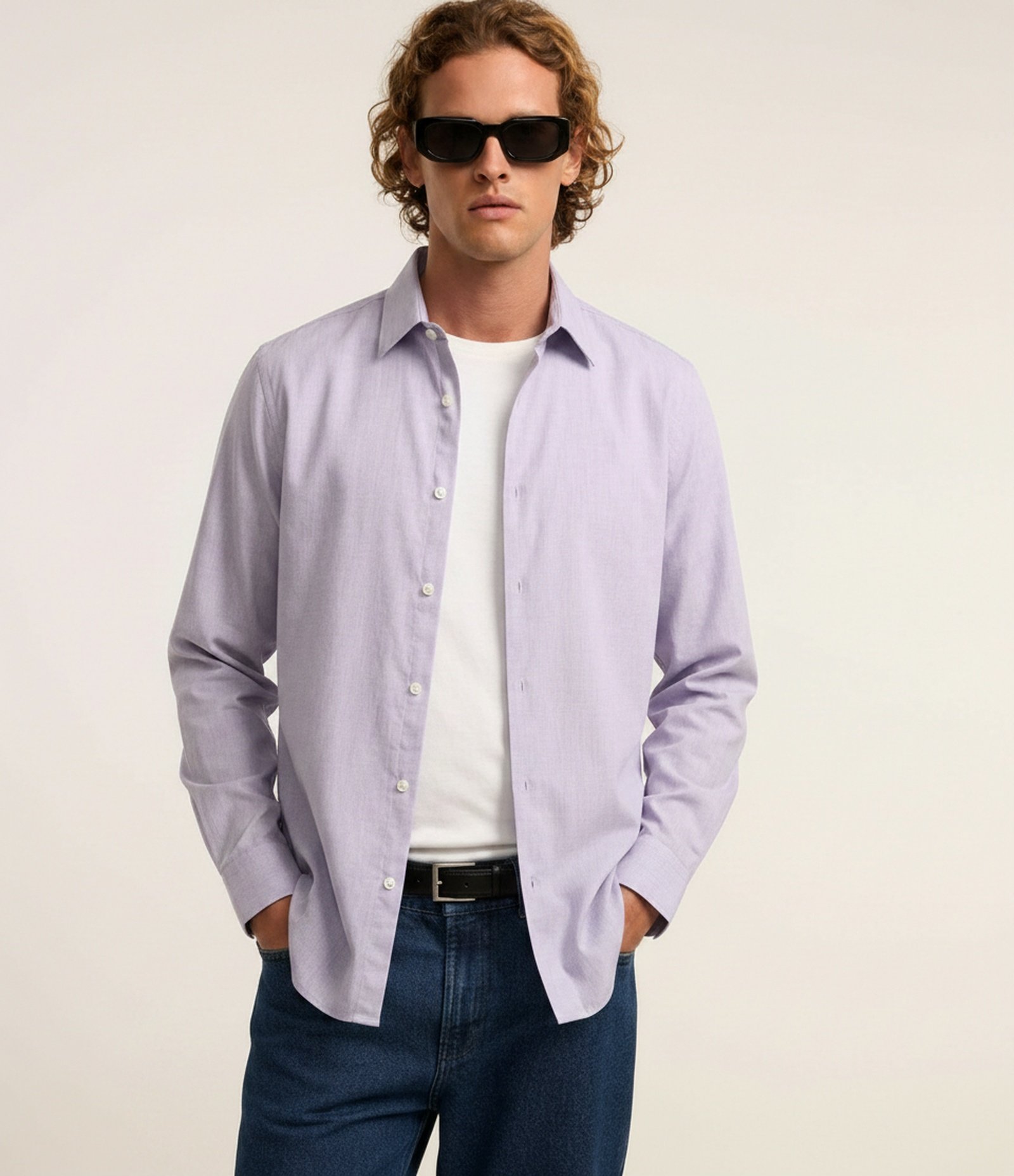 Camisa Regular Básica em Algodão com Fil a Fil Cinza 1