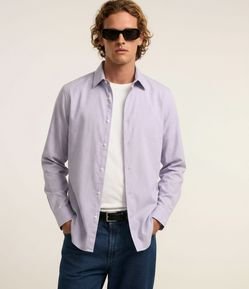Camisa Regular Básica em Algodão com Fil a Fil