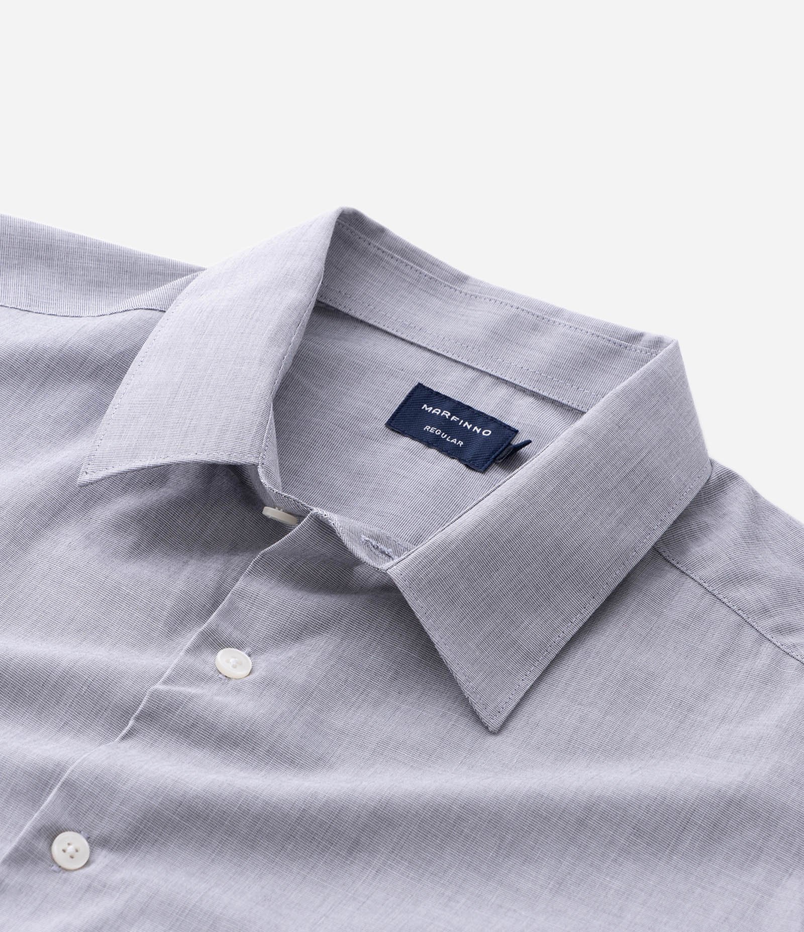 Camisa Regular Básica em Algodão com Fil a Fil Cinza 5