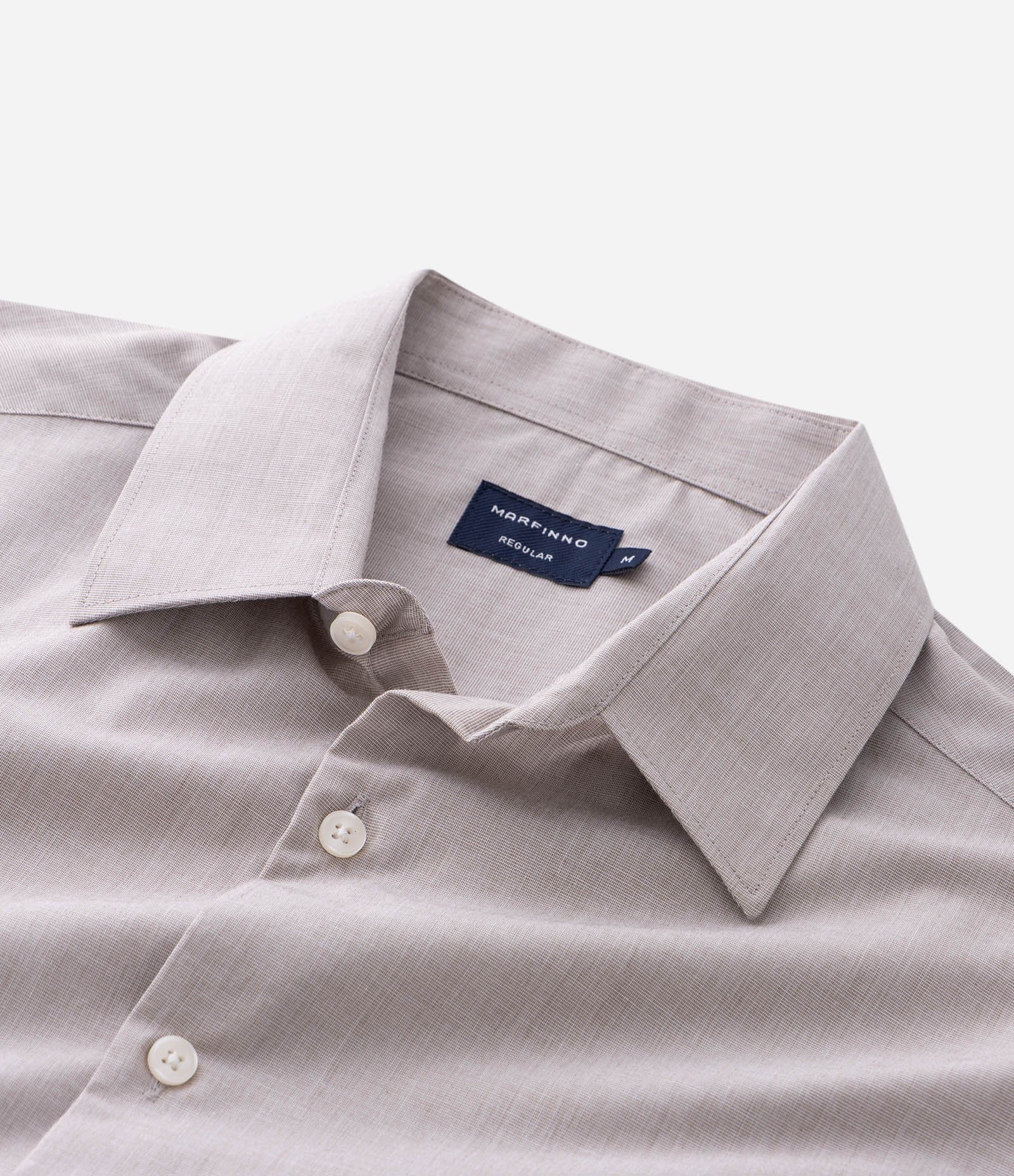 Camisa Regular Básica em Algodão com Fil a Fil Bege Claro 9