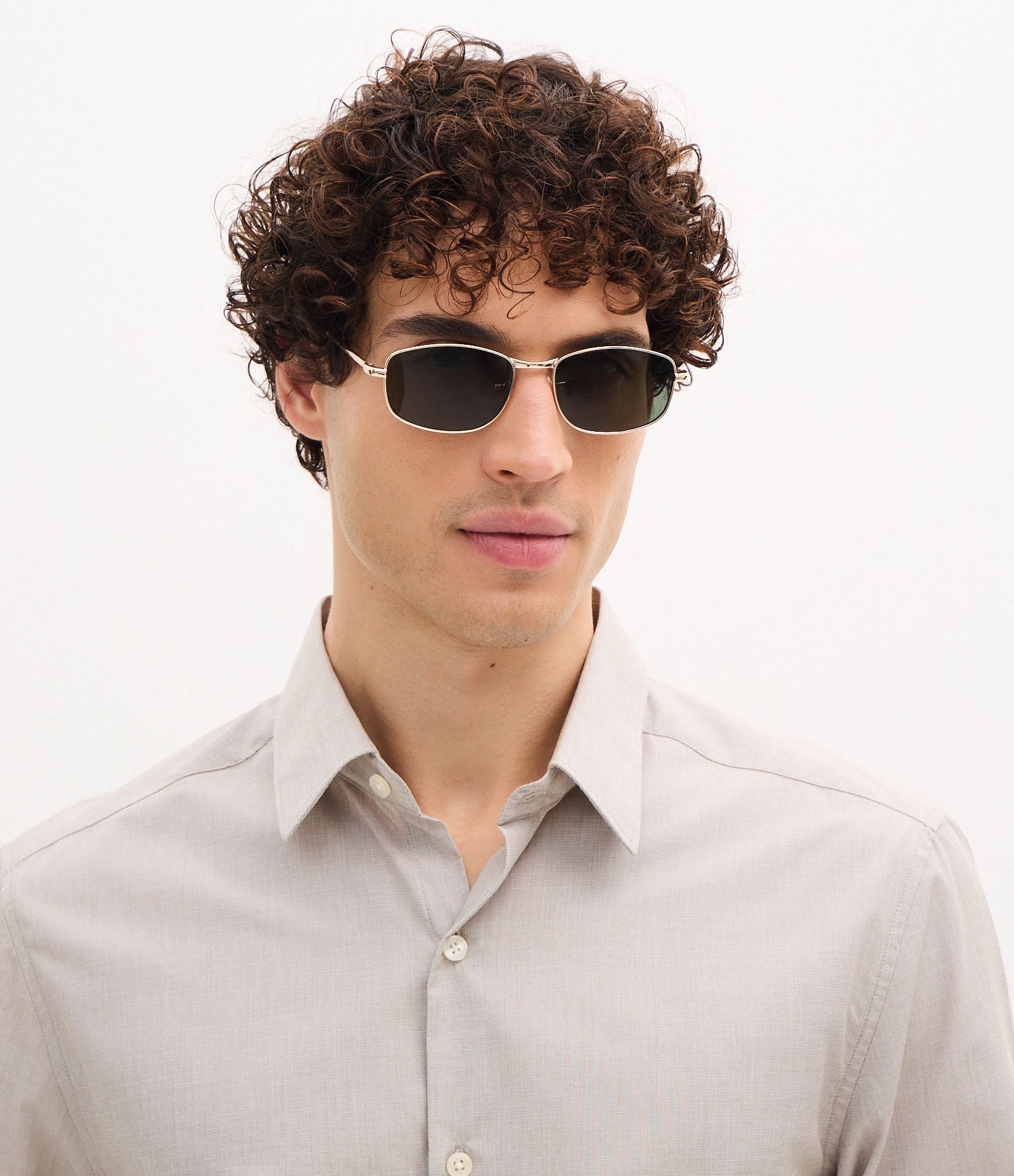 Camisa Regular Básica em Algodão com Fil a Fil Bege Claro 4