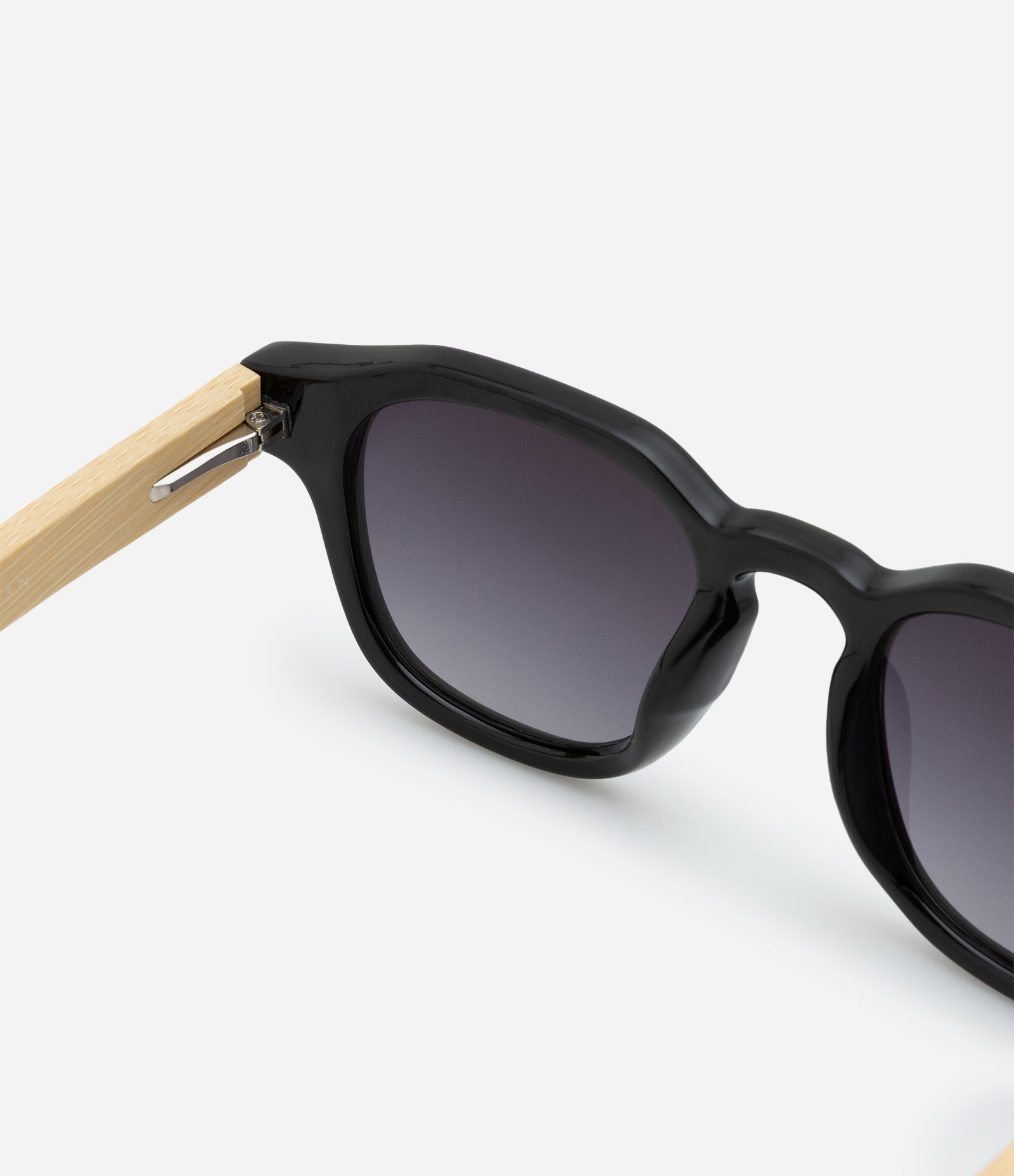 Óculos de Sol Quadrado com Hastes de Madeira Preto 3