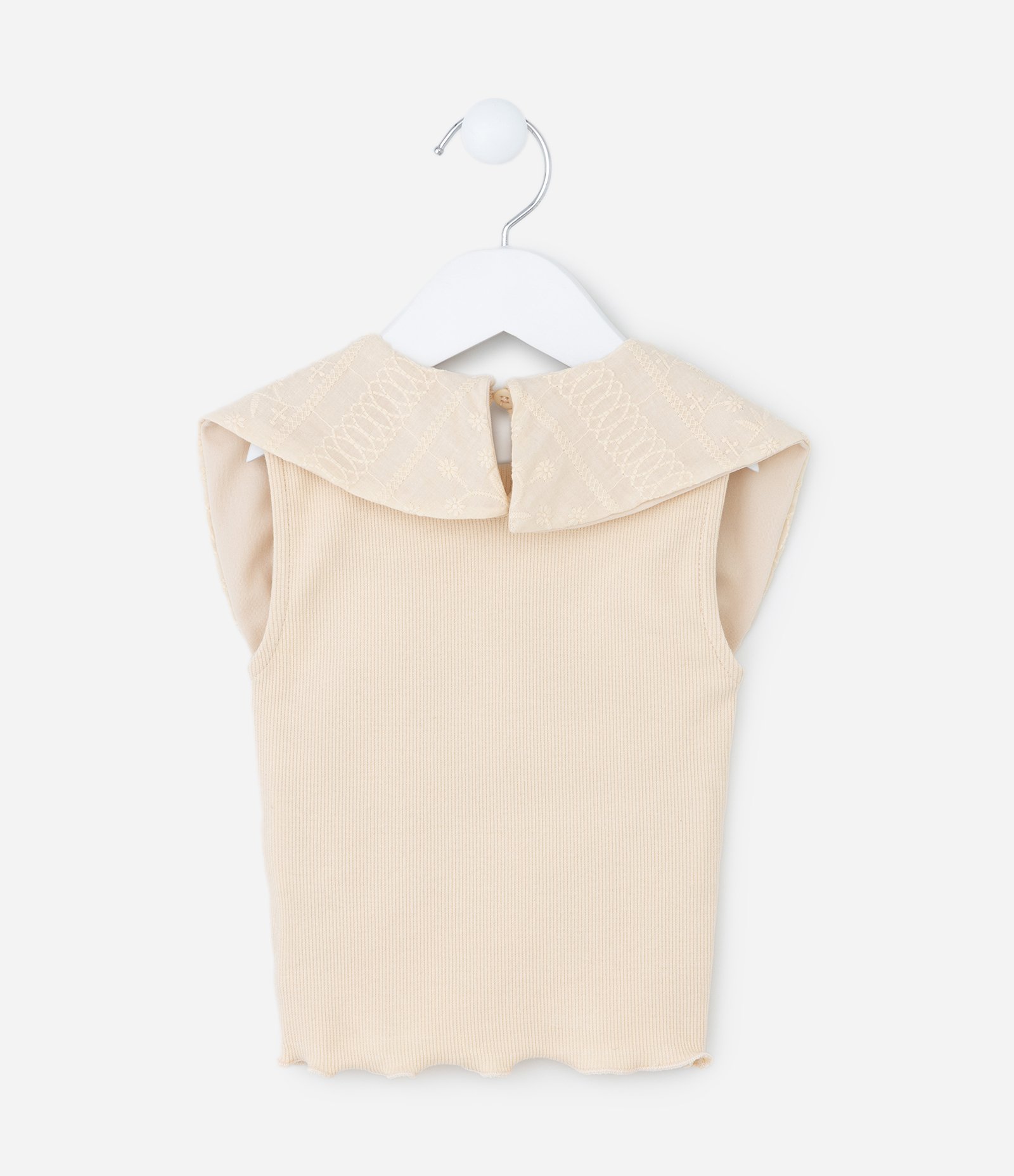 Blusa Infantil com Gola Laço Texturizada - Tam 1 a 6 Anos Bege 3