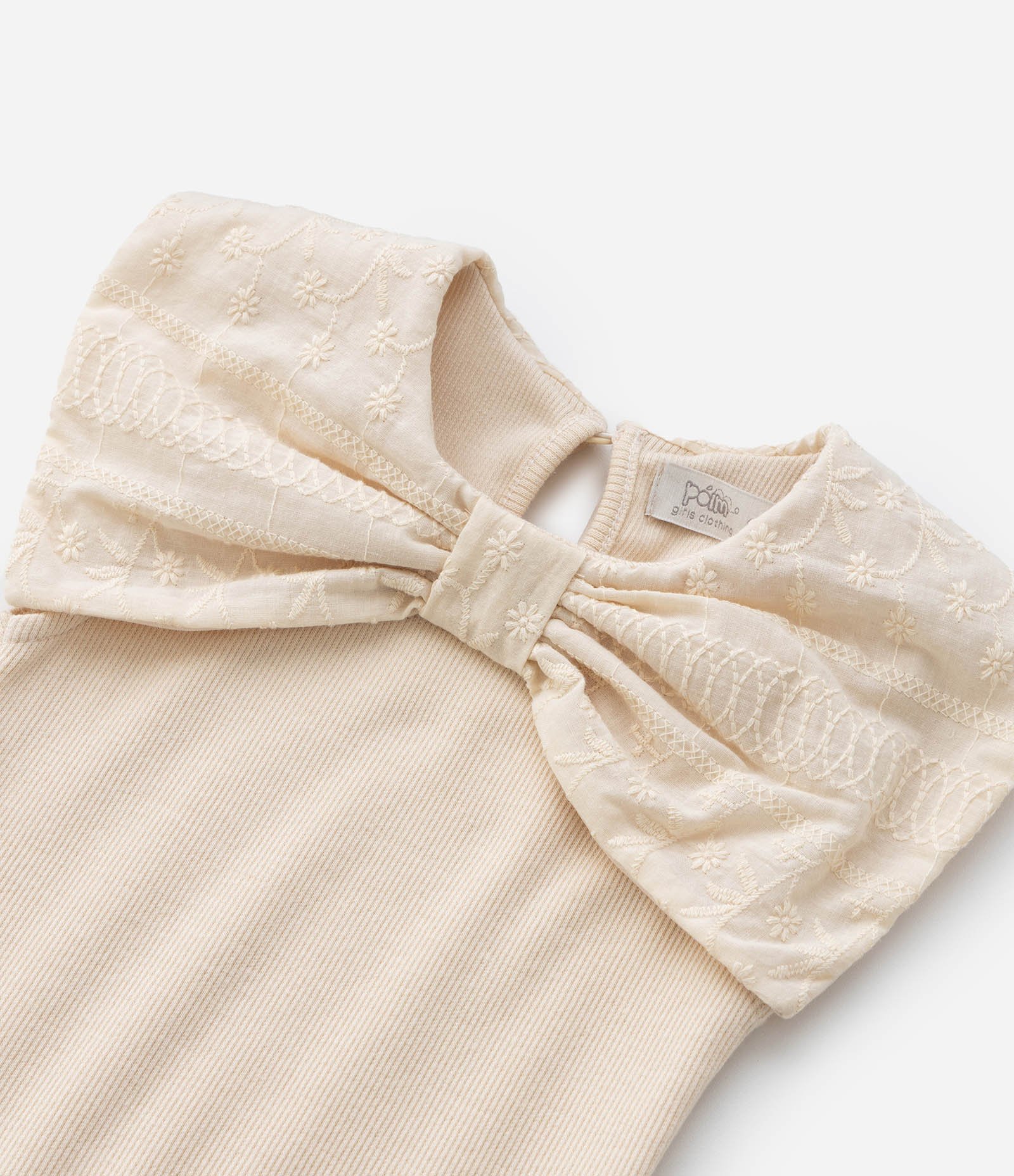 Blusa Infantil com Gola Laço Texturizada - Tam 1 a 6 Anos Bege 7