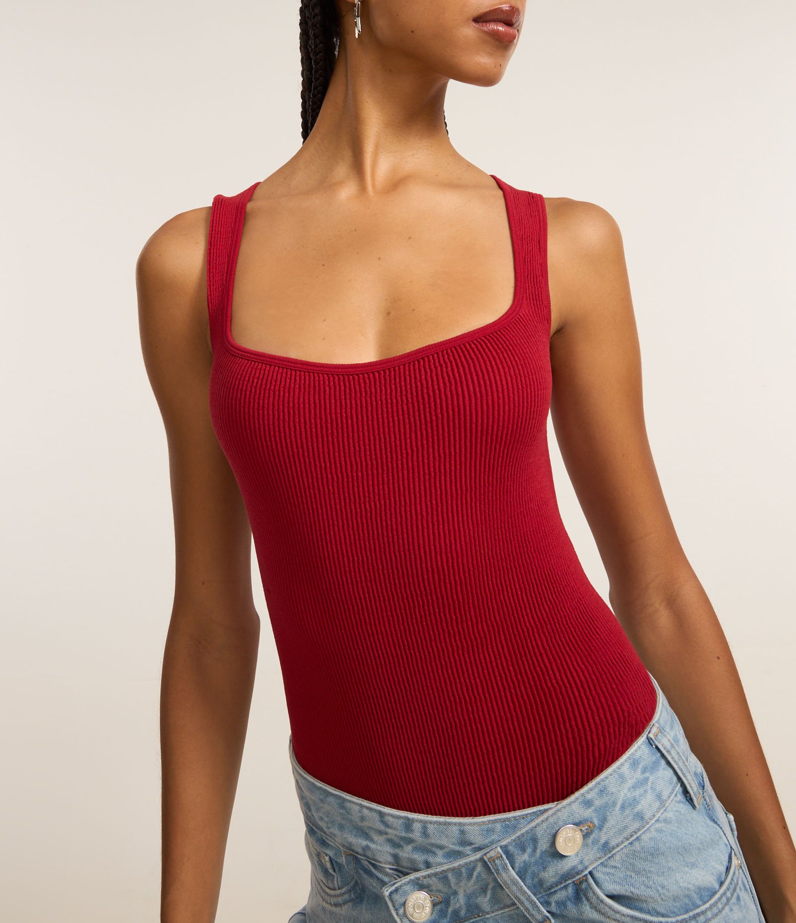 Body Regata Seamless com Textura Vermelho 3