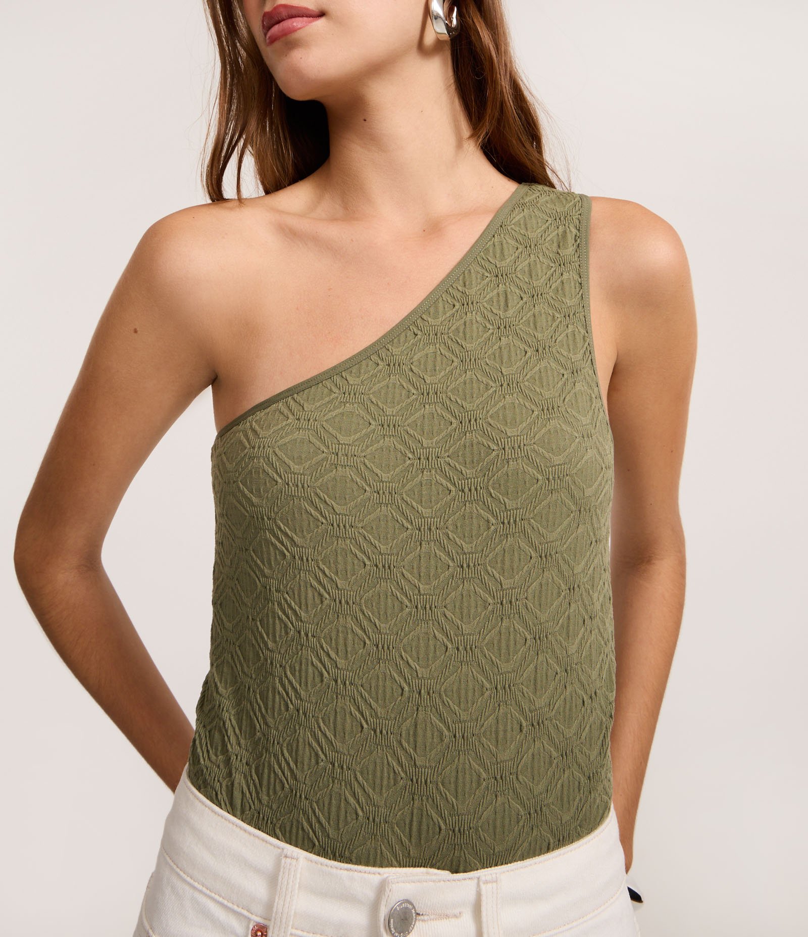 Body Ombro Só Seamless com Textura Verde 3