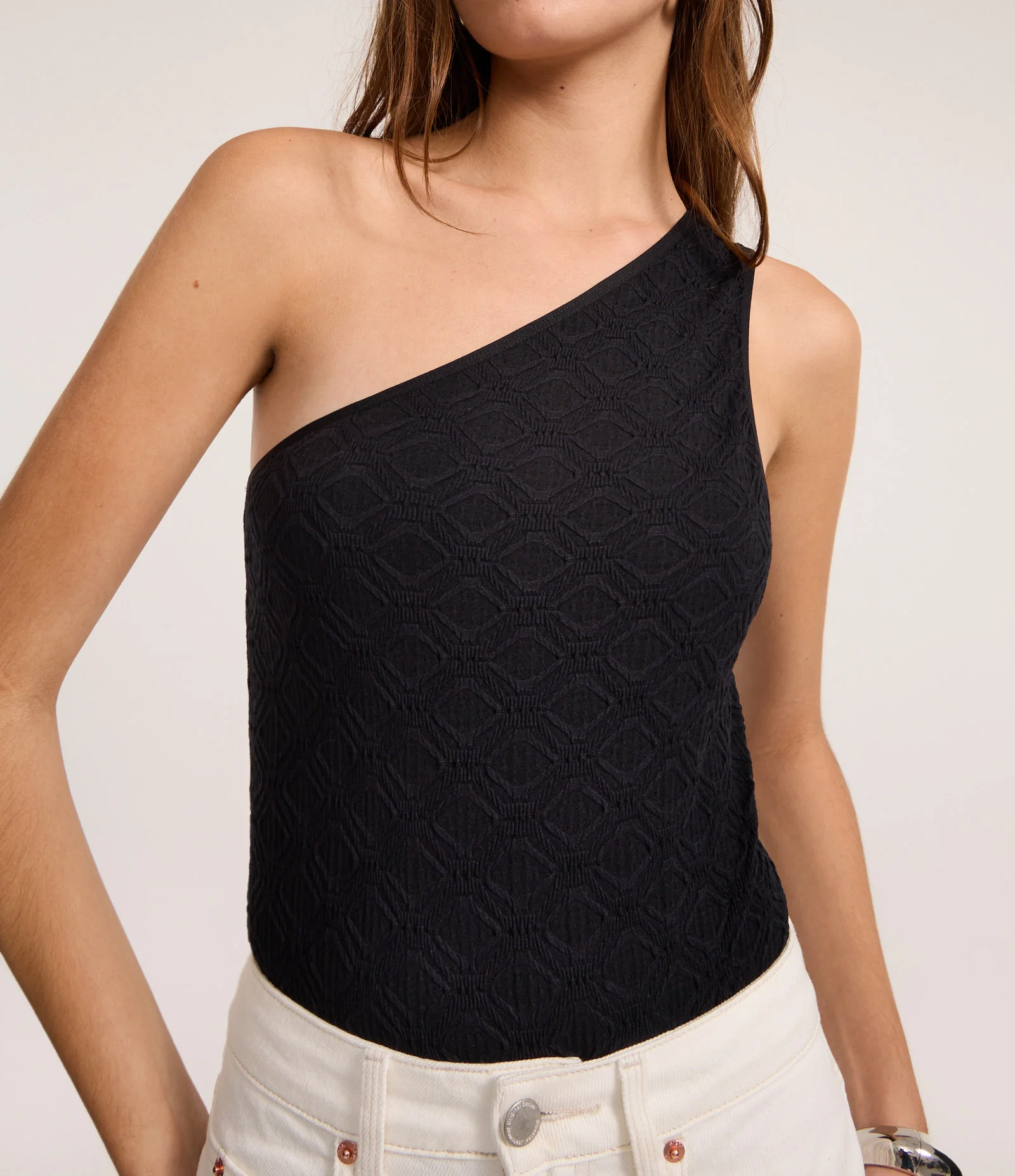 Body Ombro Só Seamless com Textura Preto 3