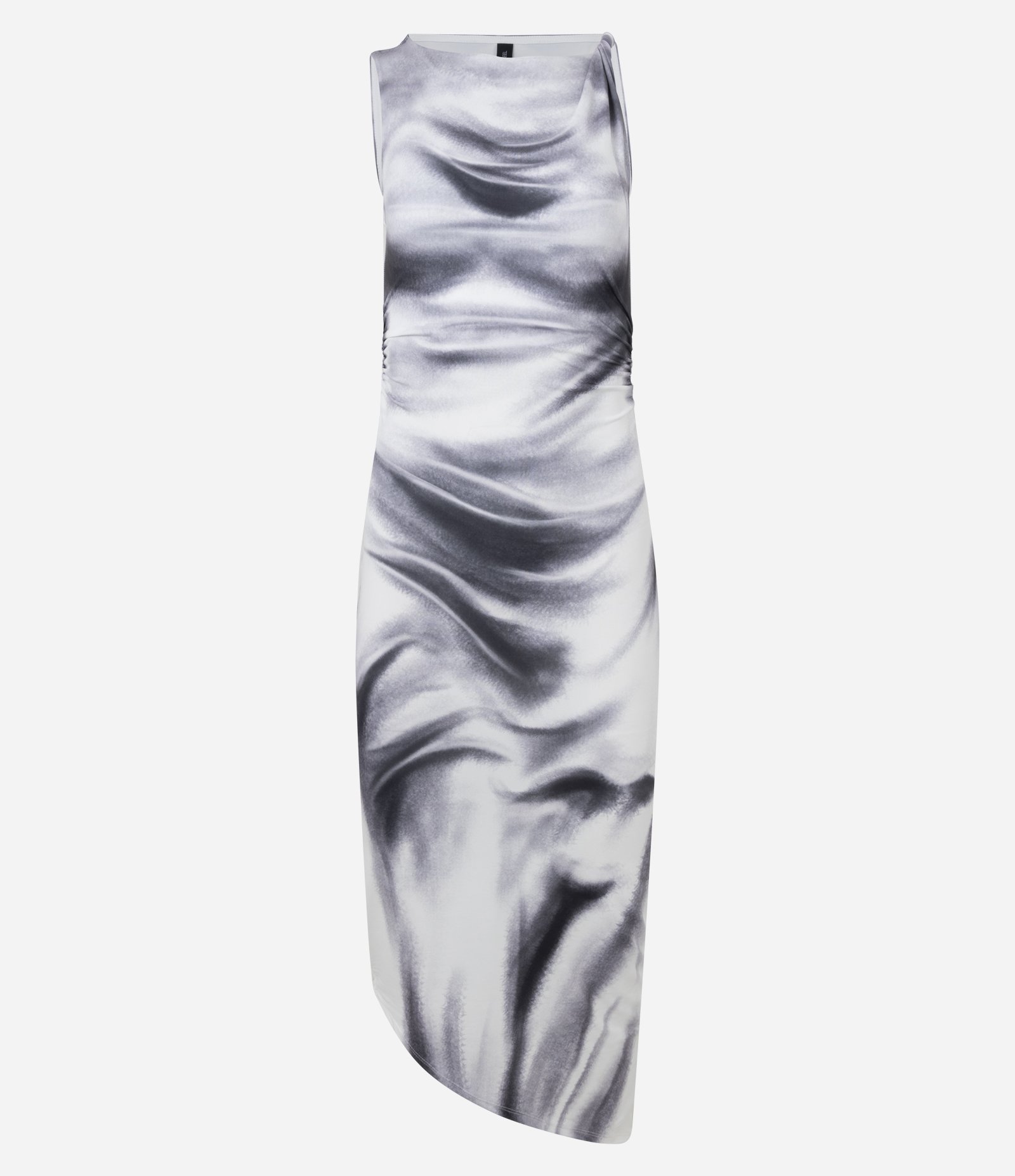 Vestido New Midi em Microfibra com Estampa Abstrata Cinza 8