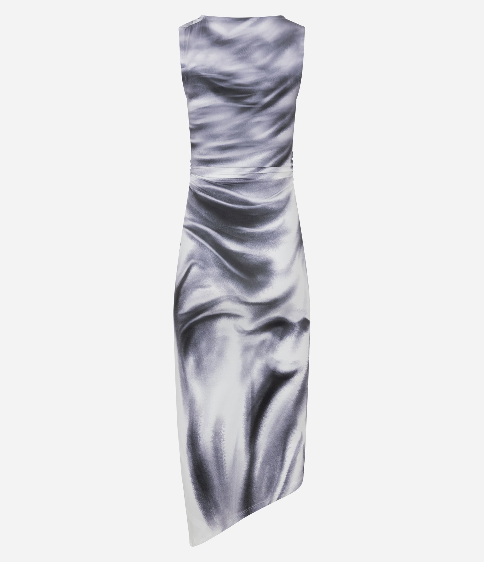 Vestido New Midi em Microfibra com Estampa Abstrata Cinza 9